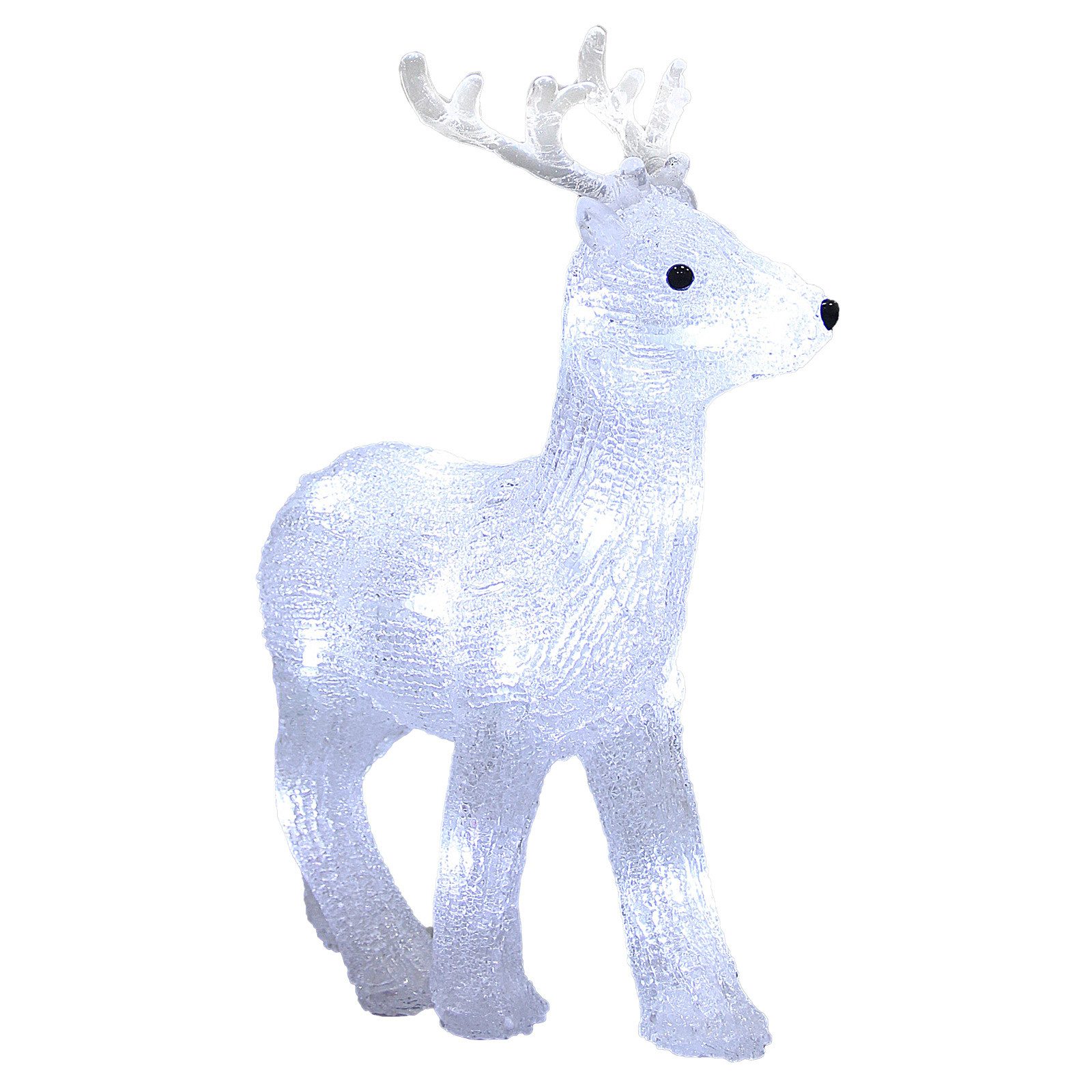Deuba Dekofigur, Acryl Figur mit LED Hirsch 32x25x9cm Groß Weihnachtsdeko beleuchtet