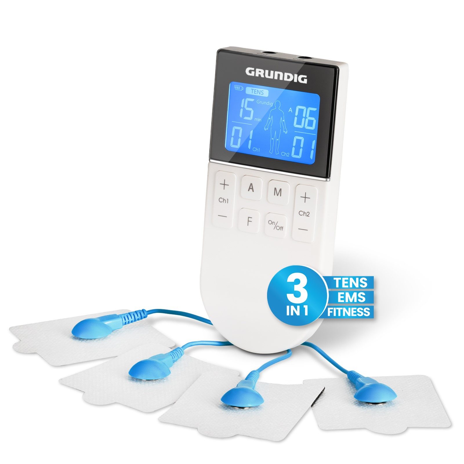 Grundig TENS-EMS-Gerät Tens-Gerät Schmerztherapie Reizstrom, Reizstrom Medizinprodukt mit 50 Programmen und 16 Intensitätsstufen
