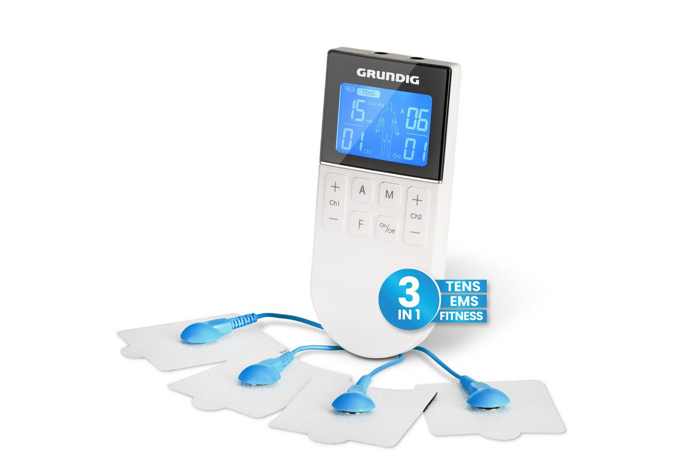 Grundig TENS-EMS-Gerät Tens-Gerät Schmerztherapie Reizstrom, Reizstrom Medizinprodukt mit 50 Programmen und 16 Intensitätsstufen