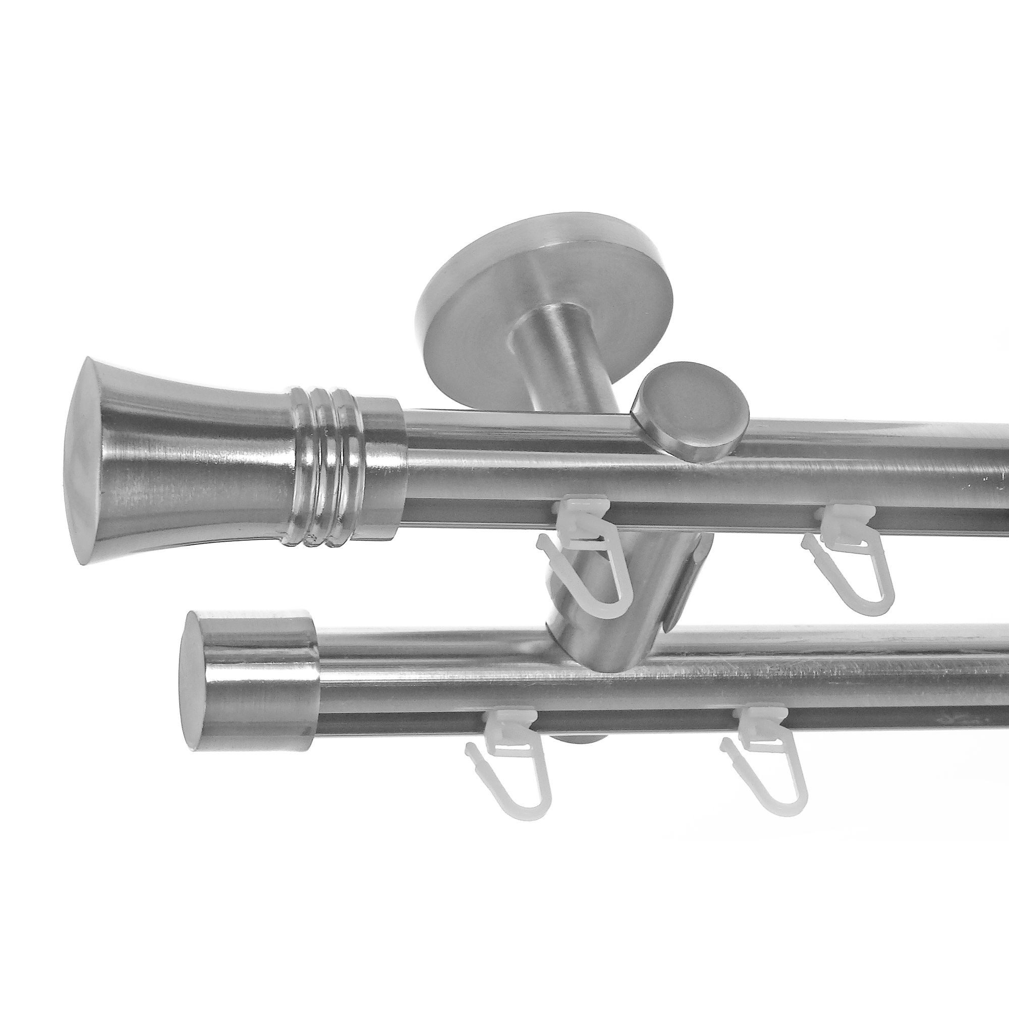 BASIT Gardinenstange Innenlauf Edelstahloptik 20mm mit Deckenträgern 120 cm günstig online kaufen