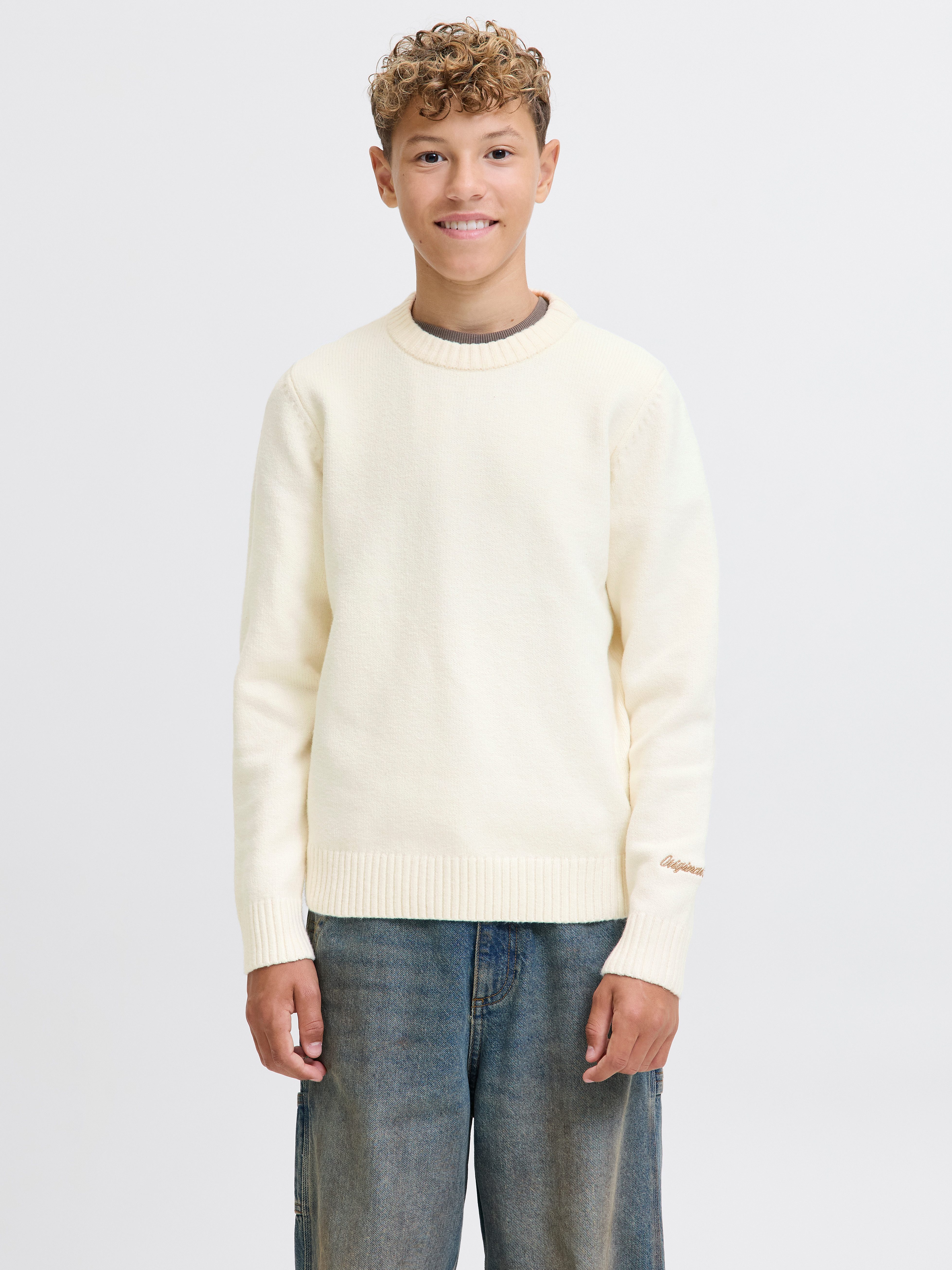 Jack & Jones Junior Rundhalspullover JORNORREBRO KNIT CREW NECK JNR Baumwollmischung, locker geschnitten