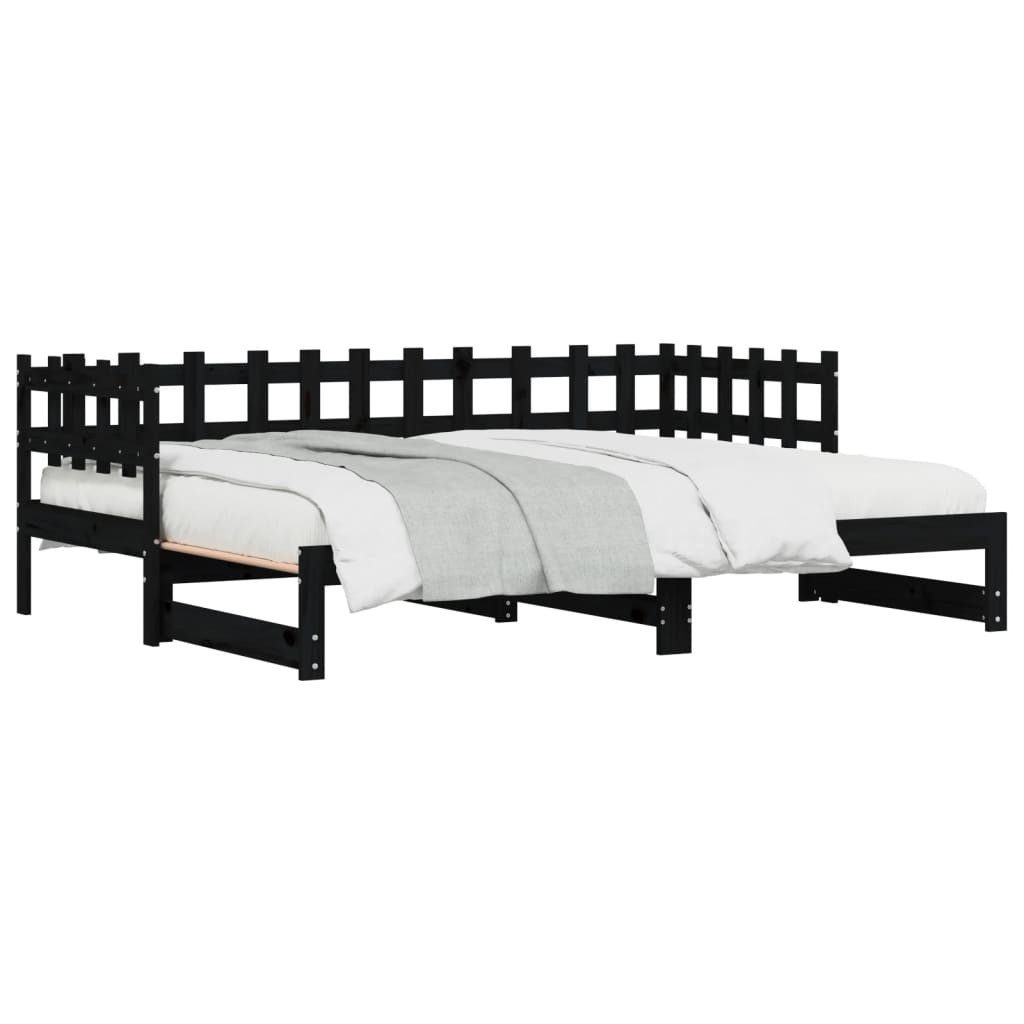 vidaXL Bett, Tagesbett Ausziehbar Schwarz 2x(90x190) cm Massivholz Kiefer günstig online kaufen