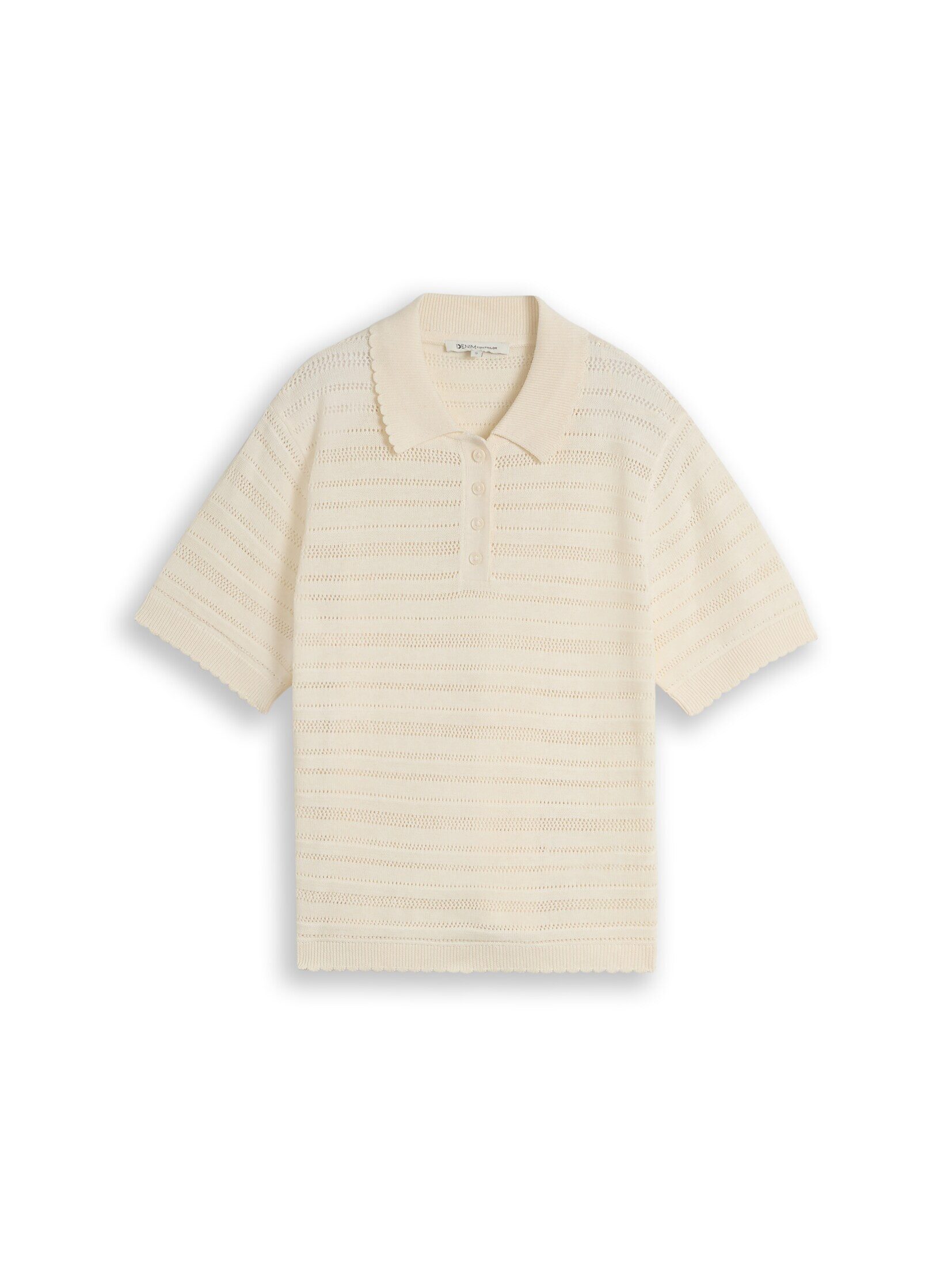 TOM TAILOR Denim Strickpullover Pullover & Strickjacken Strick-Poloshirt mit Lochmuster