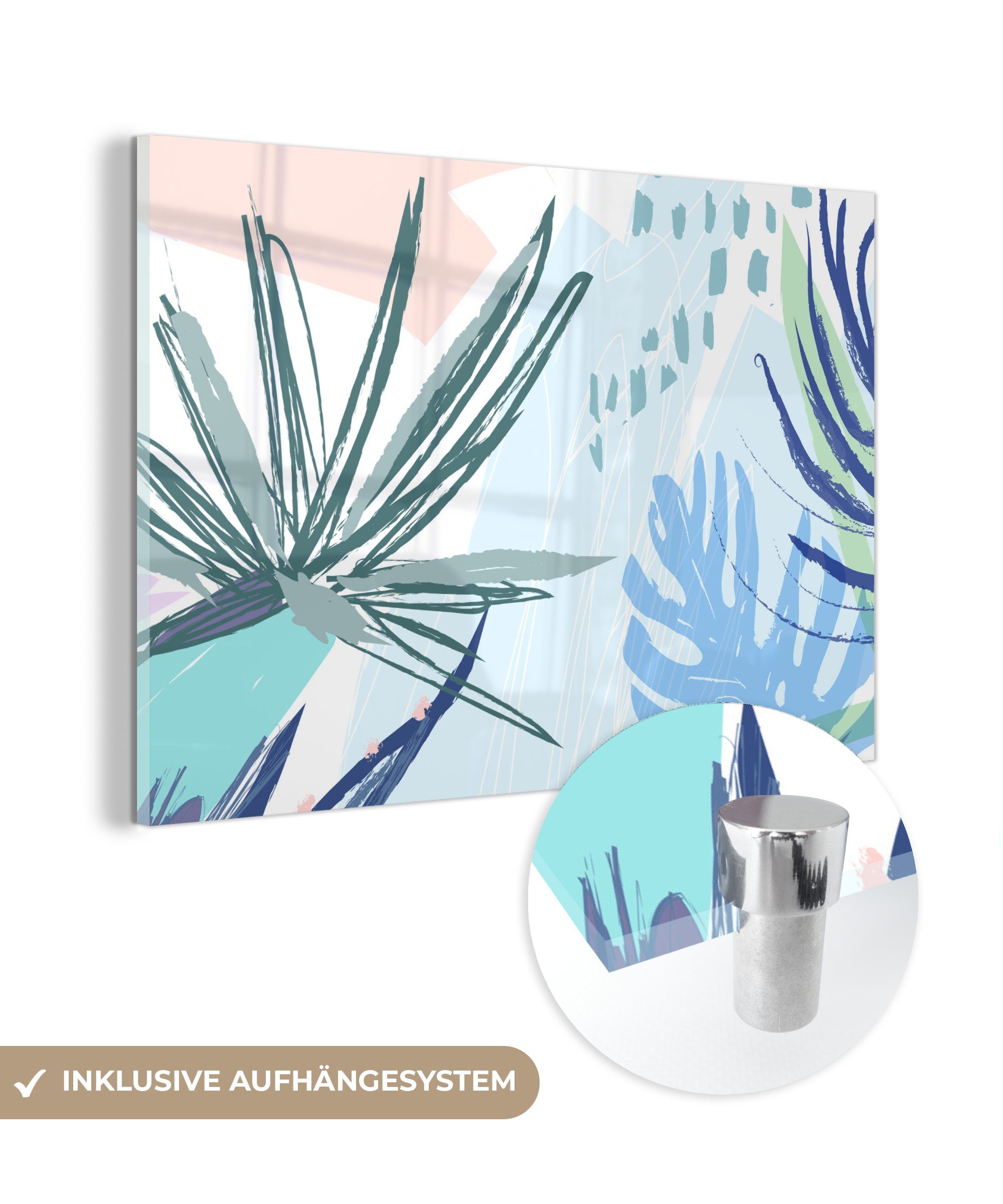 MuchoWow - & Farbe, St), Pflanze Wohnzimmer Sommer (1 Tropisch - Acrylglasbilder - Schlafzimmer Acrylglasbild