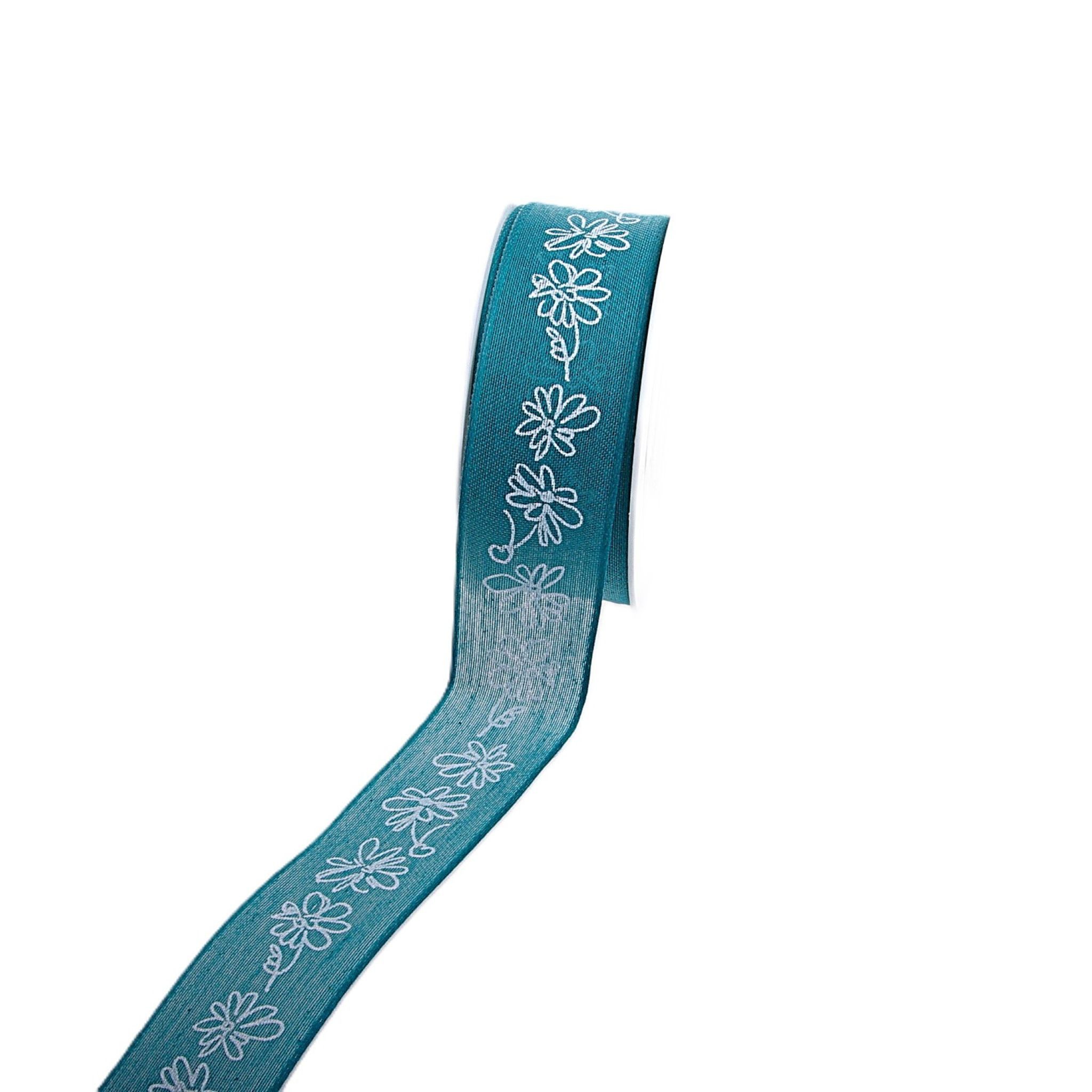 Deko AS Geschenkband Dekoband "Fleur Blanche" türkis - 40mm 20m 6357-40-20-047, mit Drahtkante