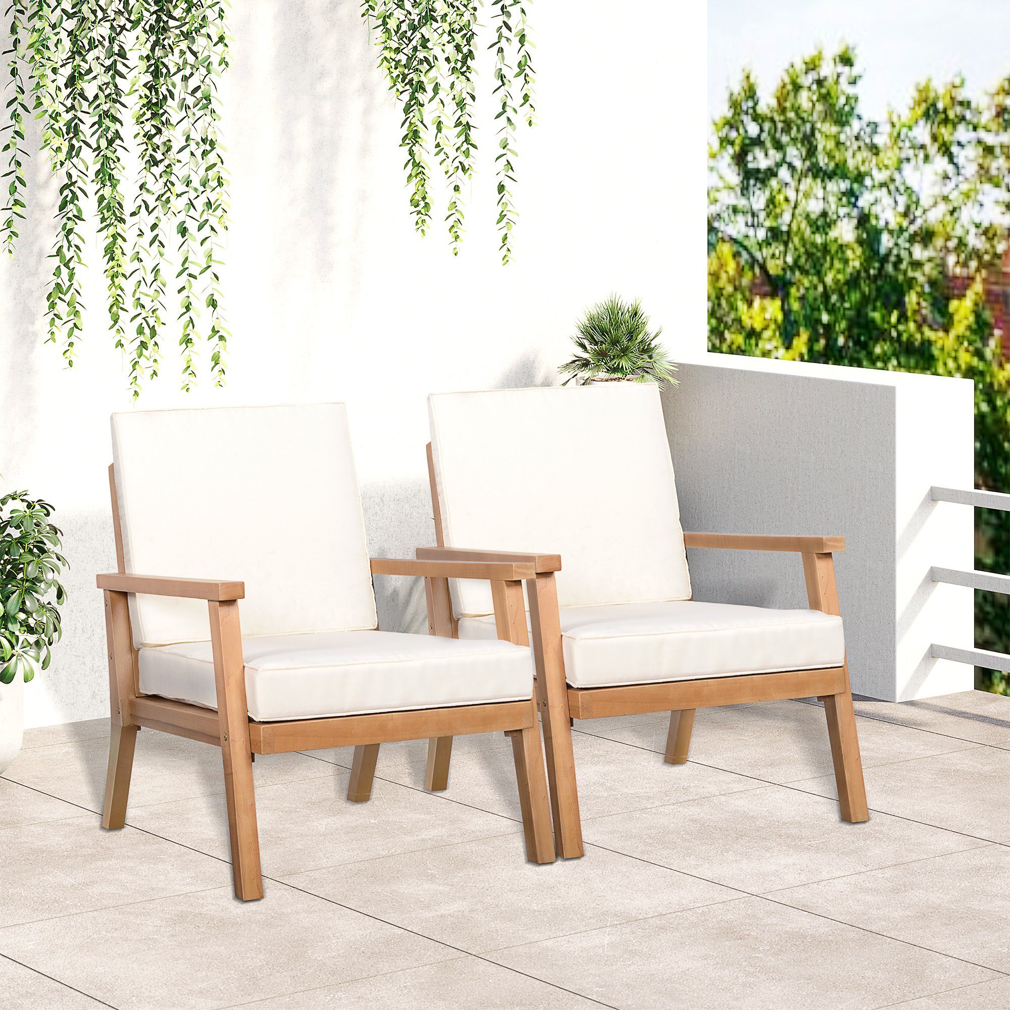 Outsunny Sitzgruppe 2er-Set Gartenstühle mit Kisse, günstig online kaufen