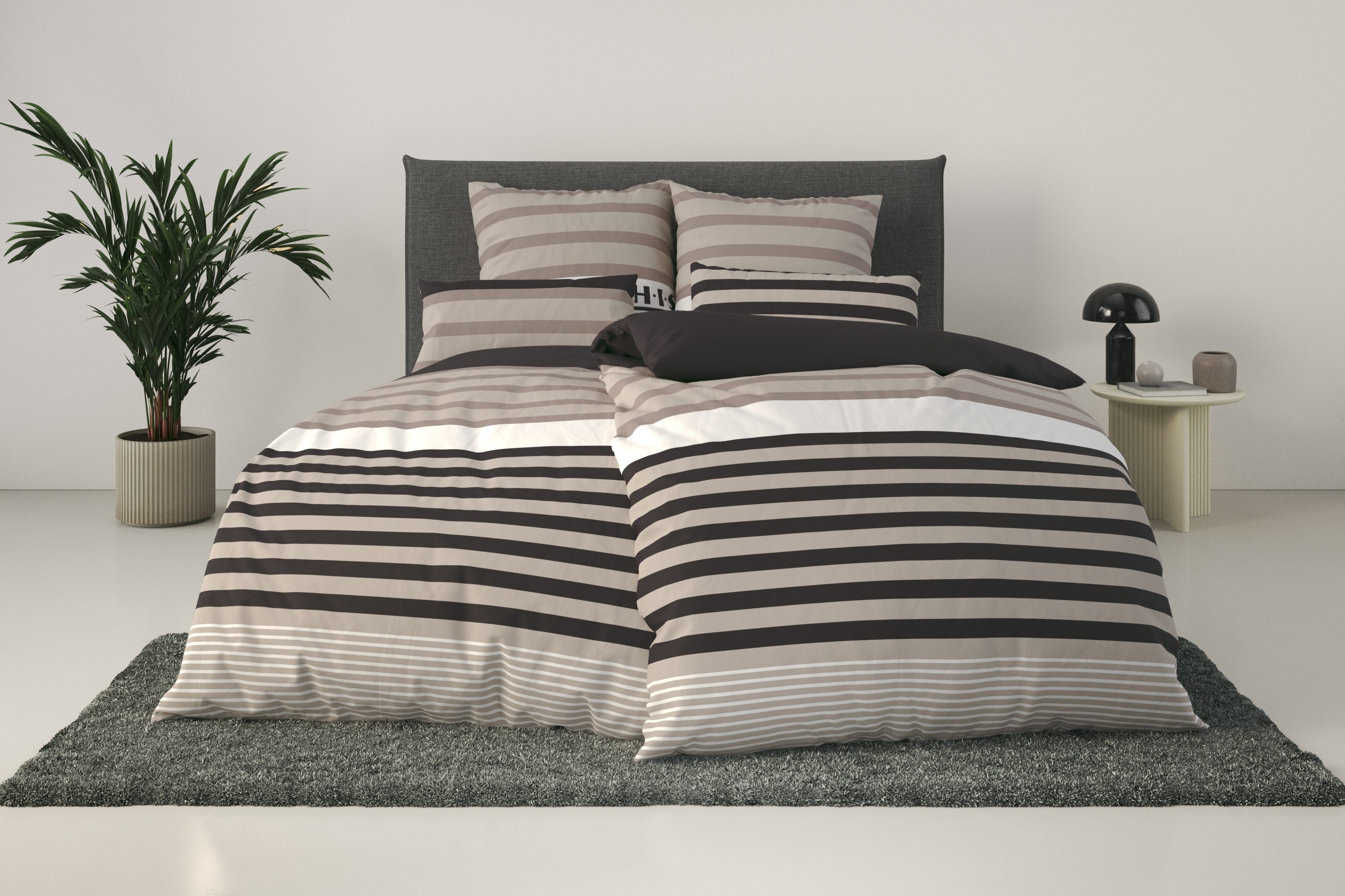 H.I.S Bettwäsche Majoran, Polycotton recycelt, 2 teilig, gestreifte Bettwäs günstig online kaufen