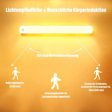 CALIYO LED Lichtleiste LED Sensor Light, Schrankbeleuchtung LED mit Bewegungsmelder, LED fest integriert, USB Wiederaufladbar Für Kleiderschrank,Treppe,Kofferraum,RV