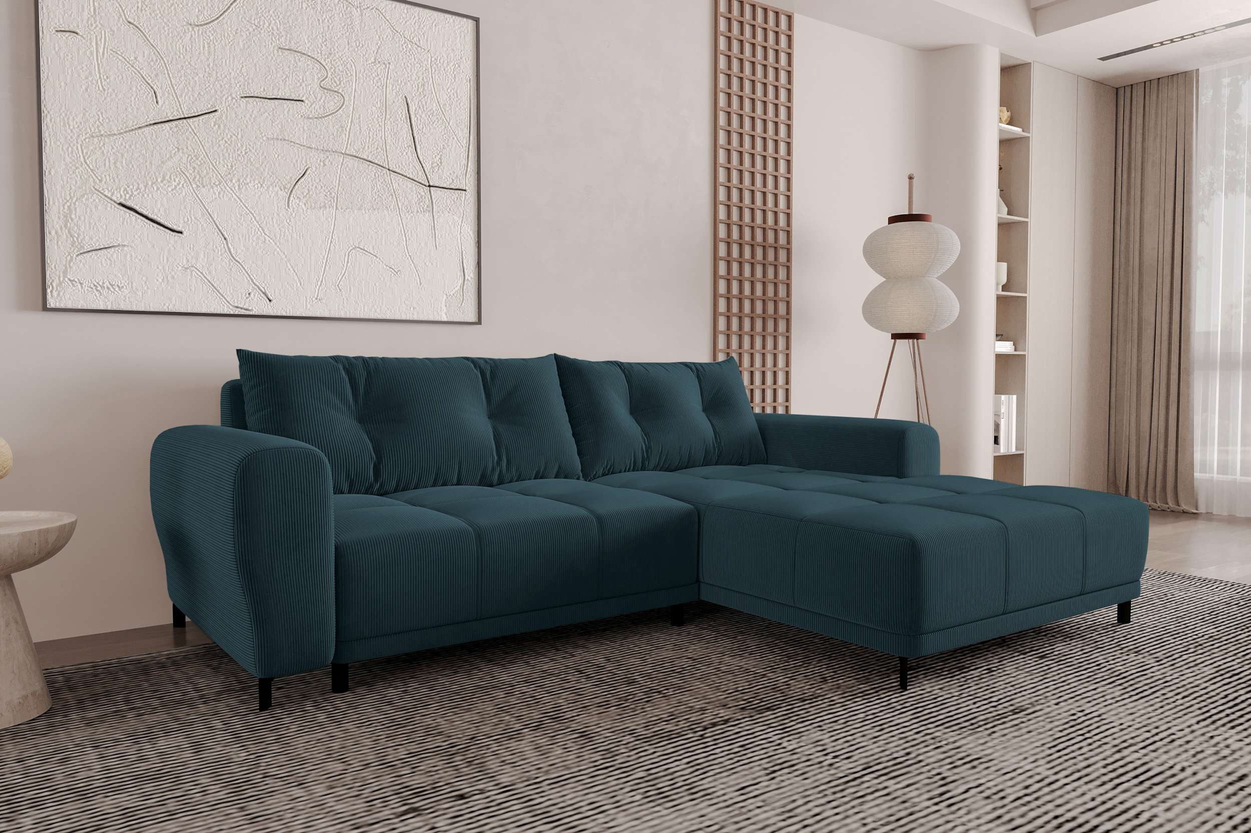 99rooms Ecksofa Massimo, Sofa L-Form, Eckcouch, mit Schlaffunktion,Rundumbezug, in Cordstoff POSO
