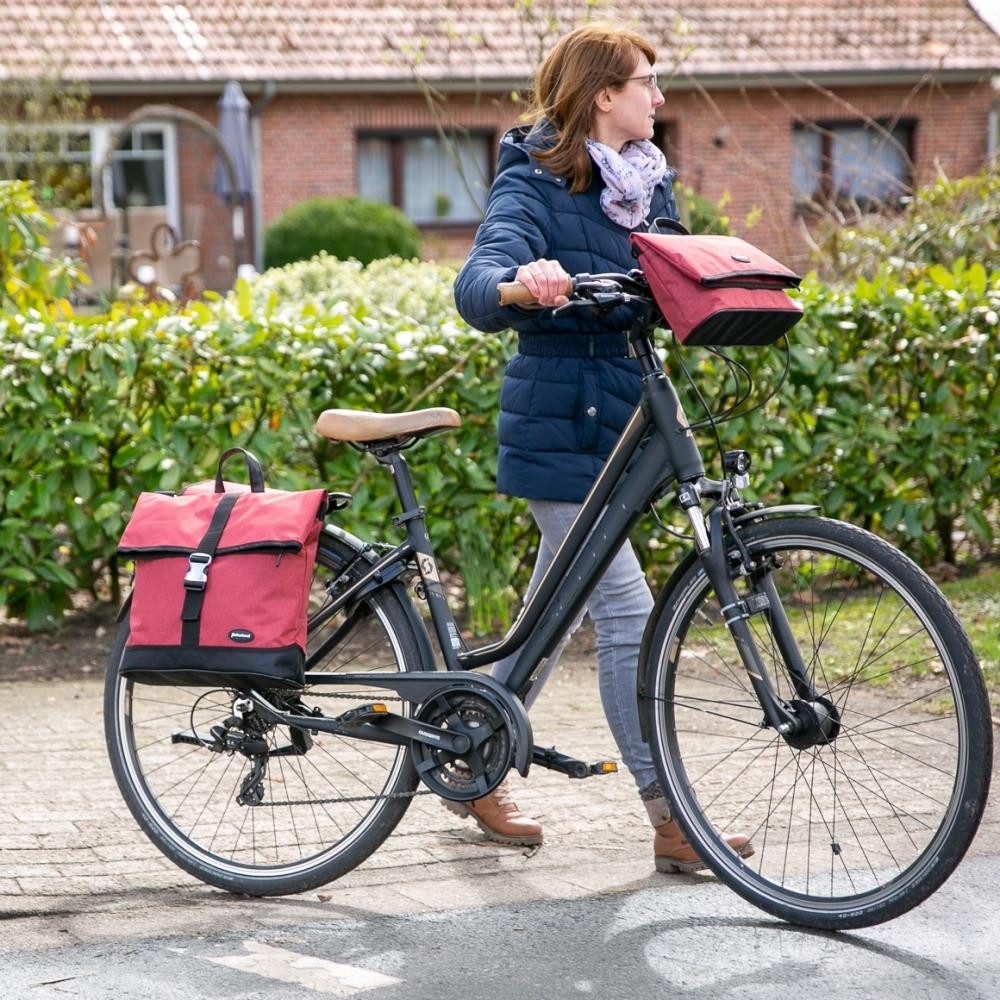 Haberland Fahrradtasche Haberland Melan I Shopper-Gepäckträgertasche rot - geräumige Einzeltas