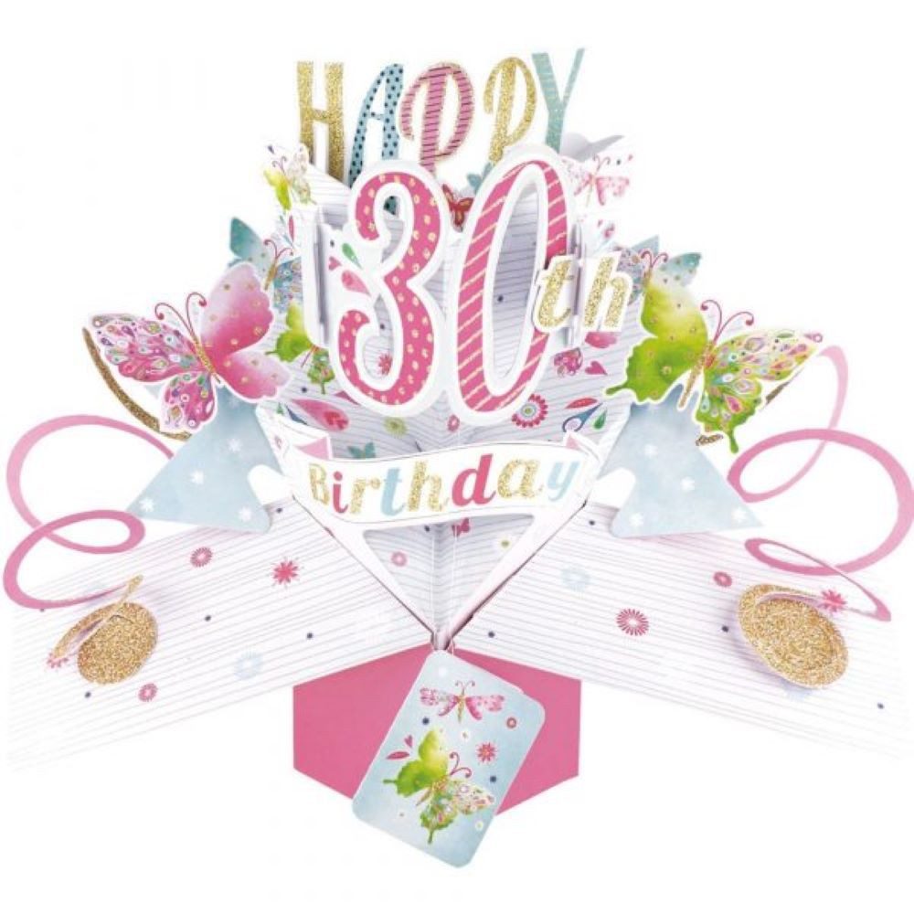 Grußkarten Grußkarte PopUp 'Happy 30th Birthday' Schmetterlin