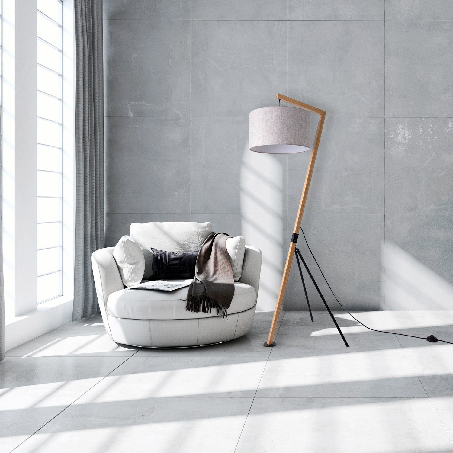 Paco Home Stehlampe GALLOW, ohne Leuchtmittel, Modern Wohnzimmer Dreibein H günstig online kaufen