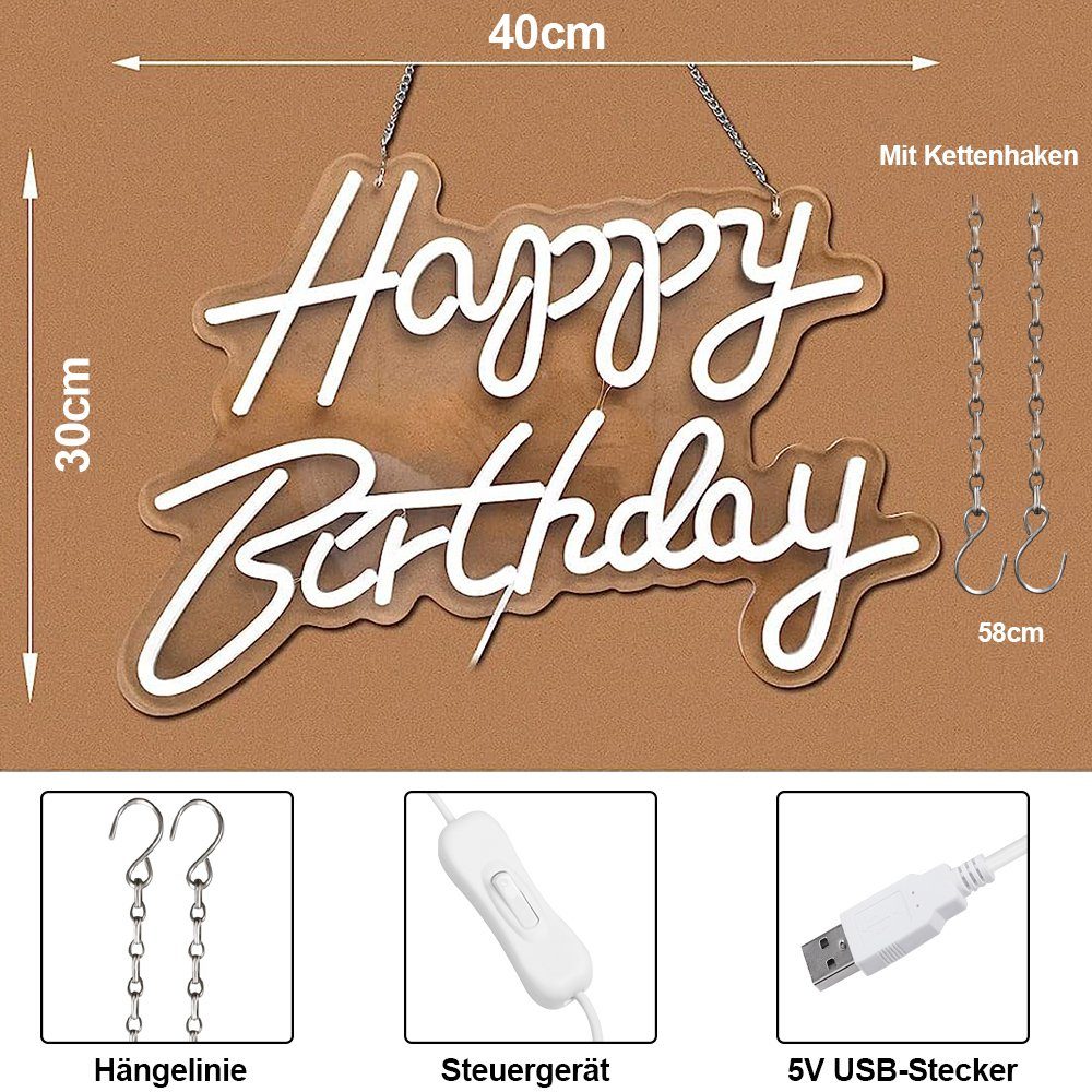 Rosnek LED Dekolicht LED-Neonlicht, Happy Birthday, groß, für Geburtstag Pa günstig online kaufen