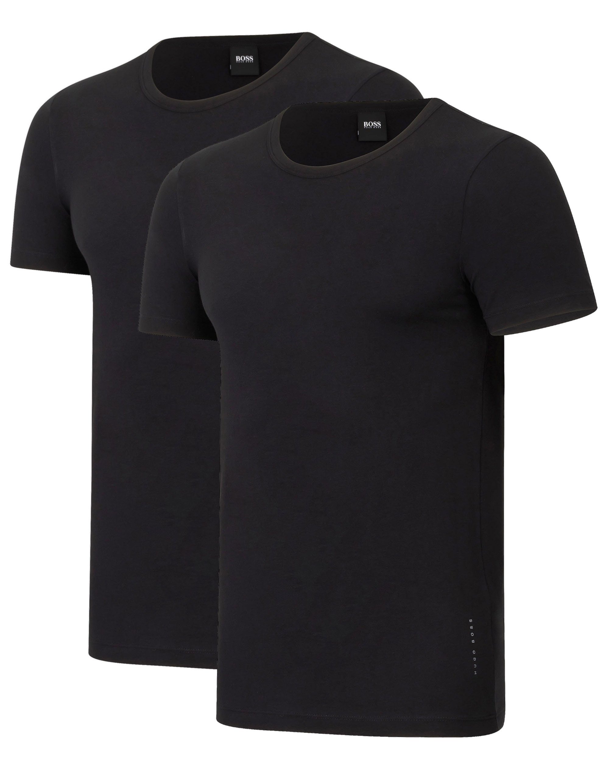 BOSS Unterziehshirt Stretch Cotton (2-St., 2er-Pack) Herren T-Shirt Crew-Neck Slim Fit Kurzarm Schwarz (001)
