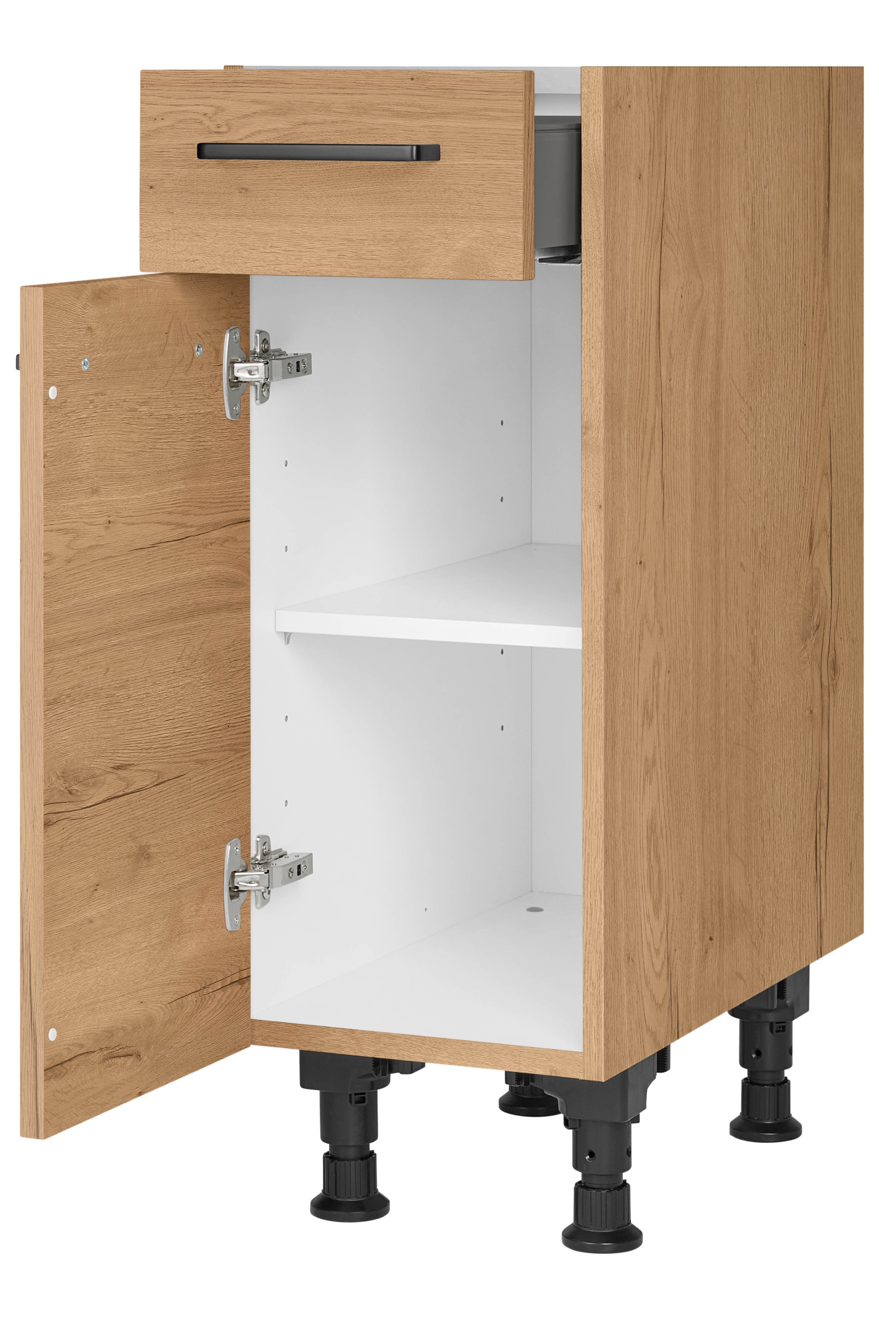 nobilia® Unterschrank "Structura", Ausrichtung wählbar, vormont., in den Breiten 30, 45 und 60 cm Breite, mit höhenverstellbaren Sockelfüßen, vormontiert