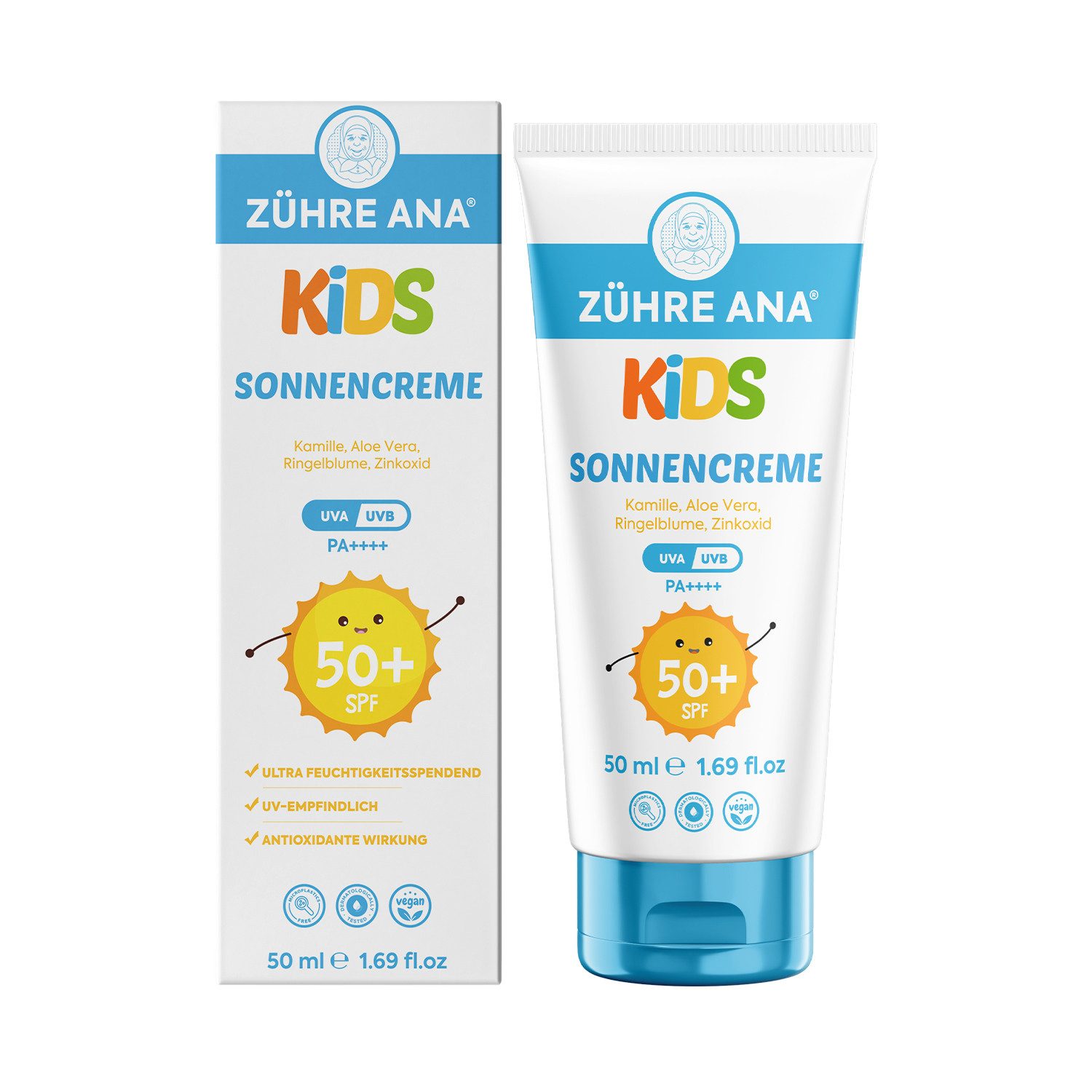 Zühre Ana® Sonnenschutzcreme Kinder Sonnencreme SPF 50+ – Zuverlässiger UVA/UVB-Schutz, Sonnenschutz für Kinder – SPF 50+ UVA/UVB – Sanft zur Haut