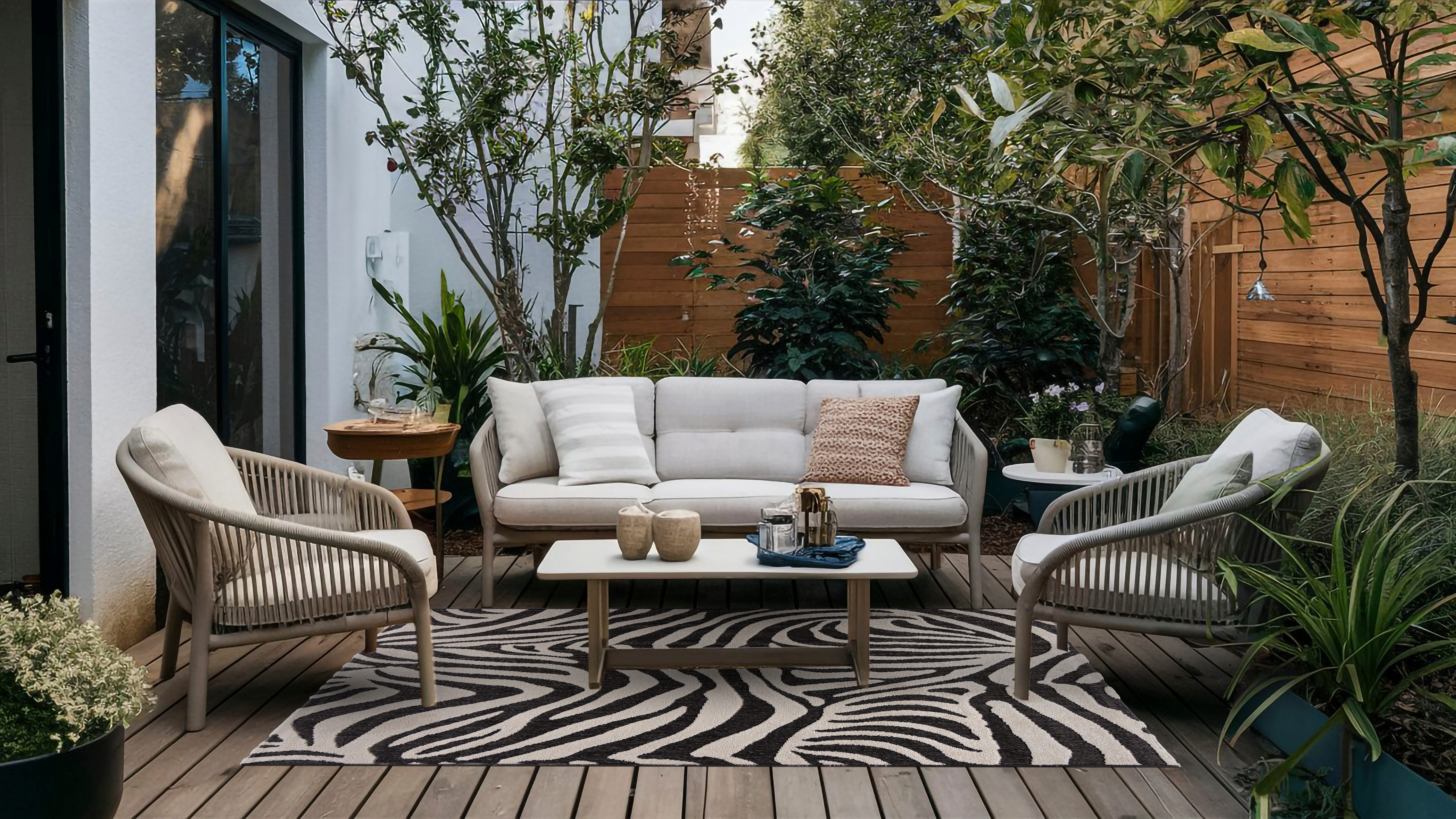Mazovia Designteppich Tierisch Terrasse, 80 x 150 cm, Wasserdicht