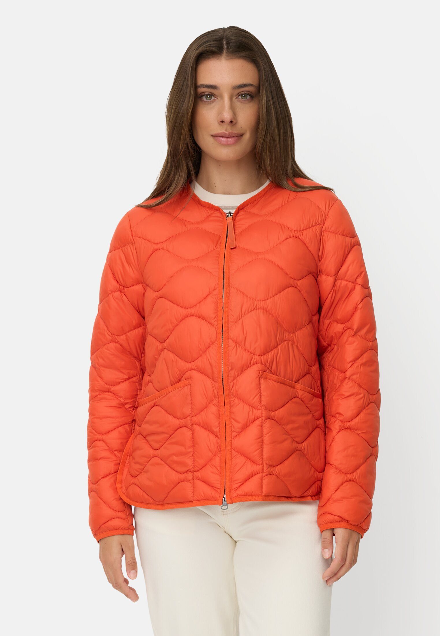 camel active Steppjacke mit 2-Wege Reißverschluss Langarm Markenlogo