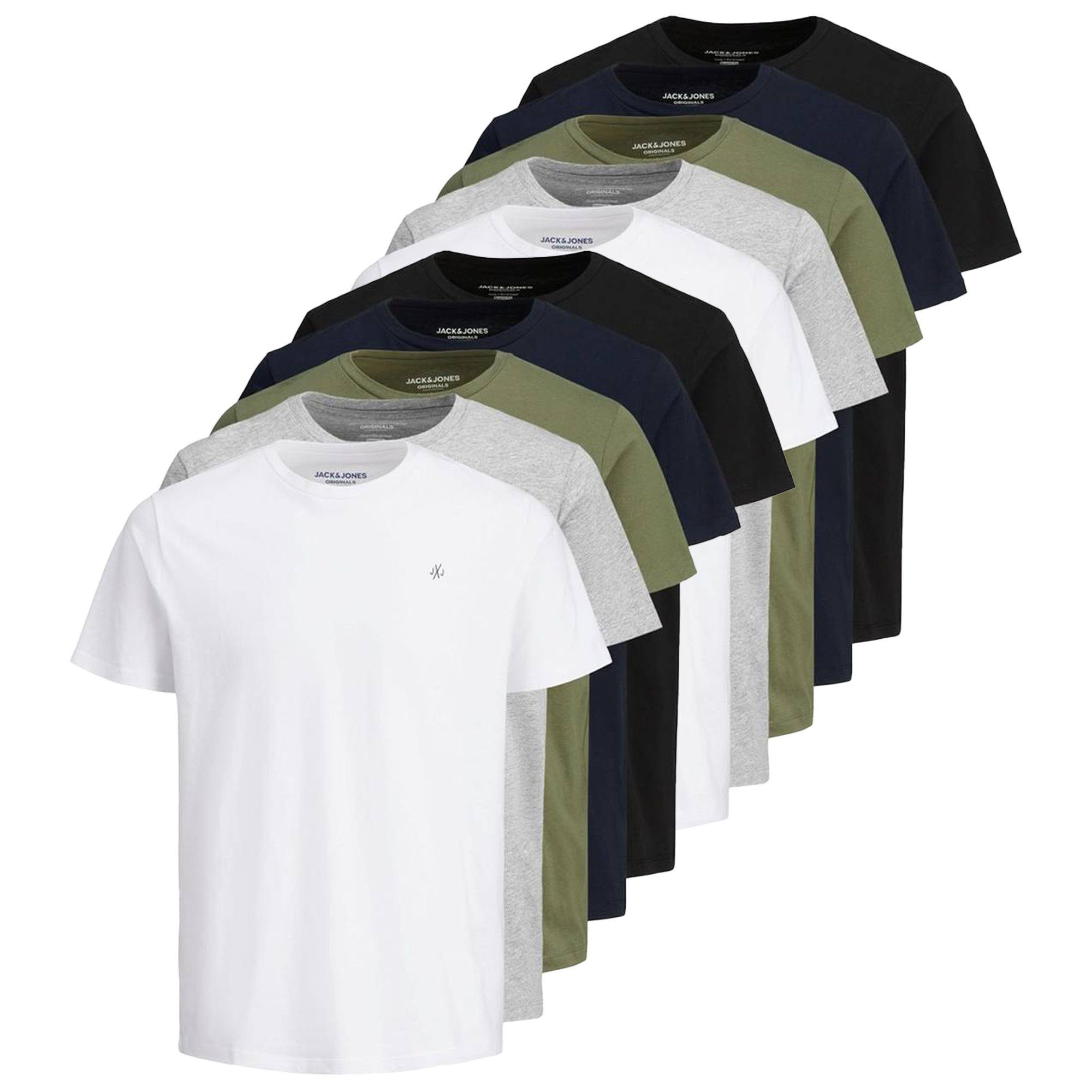 Jack & Jones T-Shirt Herren T-Shirt 10er Pack Baumwolle JORJXJ (Packung, 10 günstig online kaufen