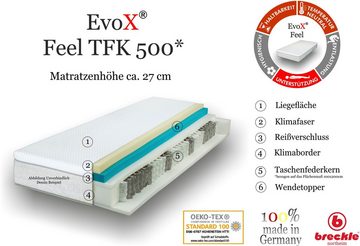 Taschenfederkernmatratze EvoX Feel 500, Breckle Northeim, 27 cm hoch, Wendematratze mit zwei unterschiedlich festen Liegeseiten