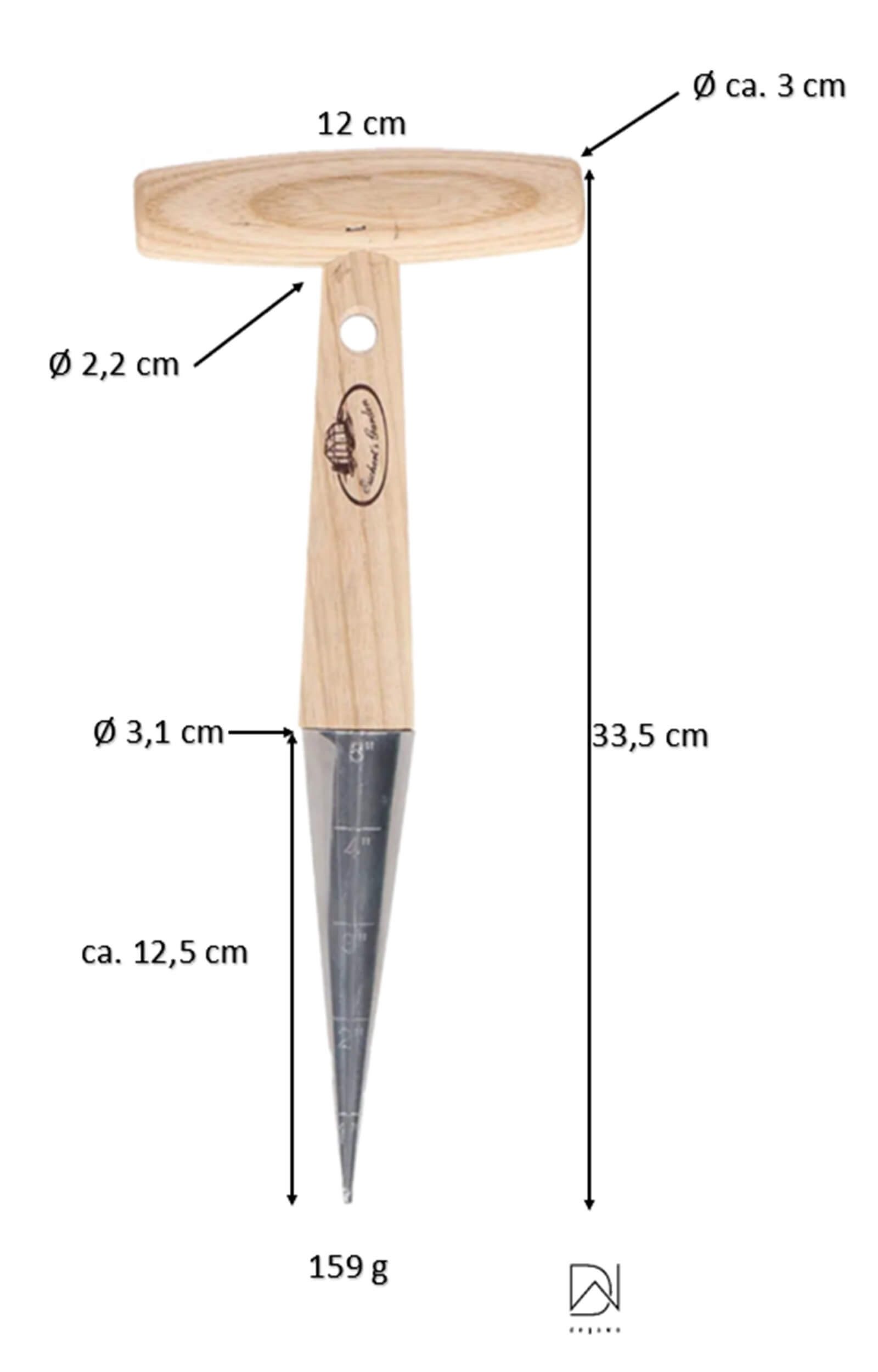 degawo Gartenpflege-Set Pflanzholz aus Edelstahl mit Eschenholzgriff für präzises Setzen Samen