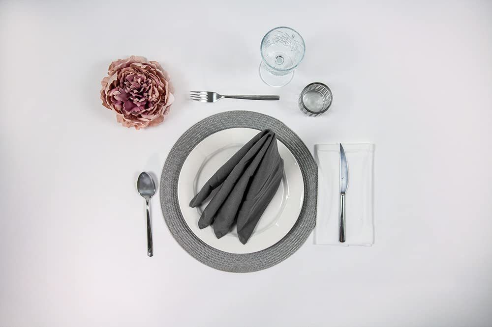 Mon Bijou Stoffserviette Stoffservietten Bio Baumwolle grau, weiß, dunkelgrau Servietten Stoff, (für Restaurants hochwertige Gastronomie Tischservietten Set 45 x 45cm, 6 St., Tischdeko für Hochzeit, Weihnachten, Geburtstagsfeier, Familienfeier), Baumwollservietten waschba rumweltfreundlich elegant wiederverwendbar