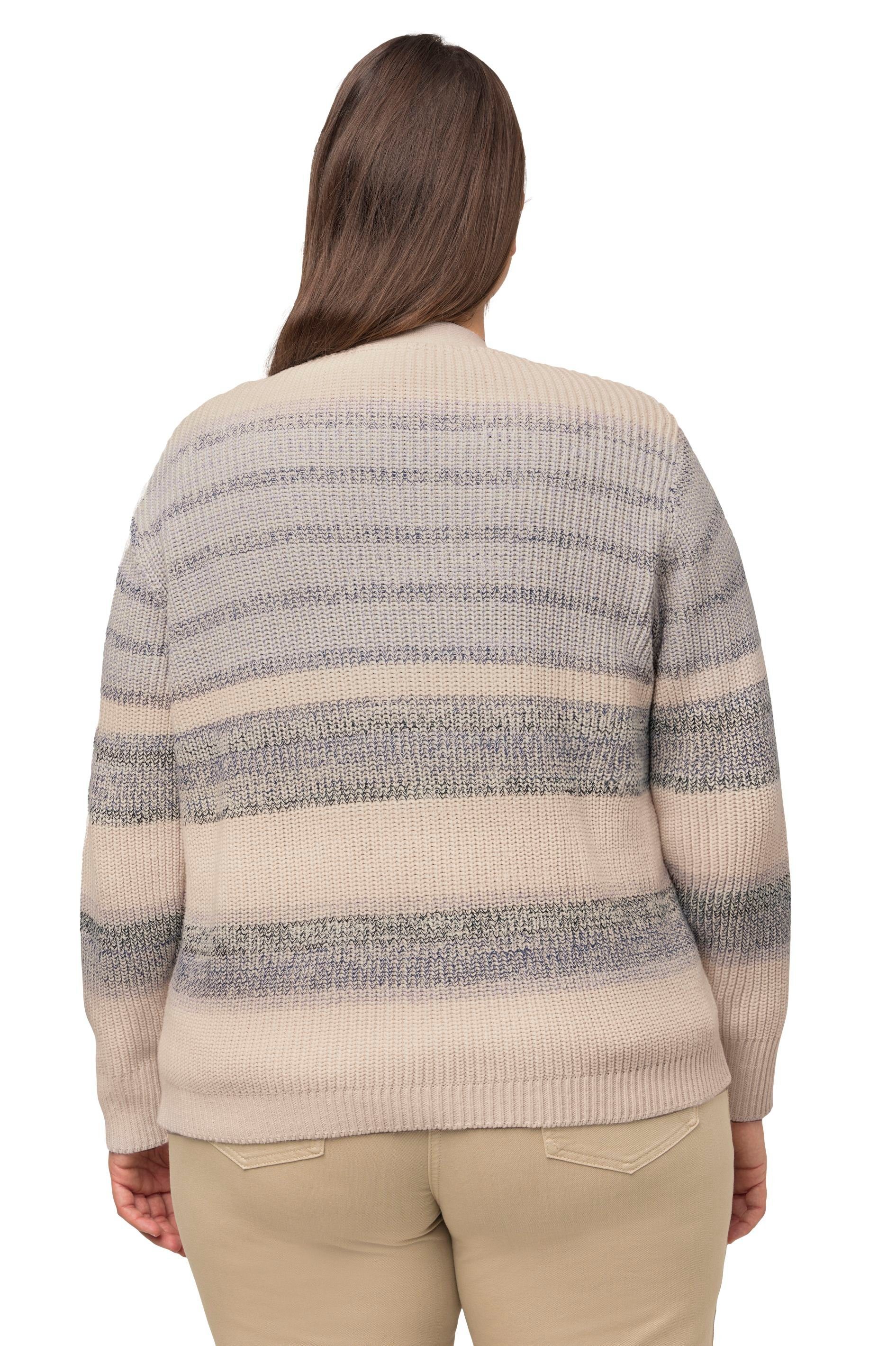 Ulla Popken Strickjacke Strickjacke Patentstrick V-Ausschnitt Biobaumwolle