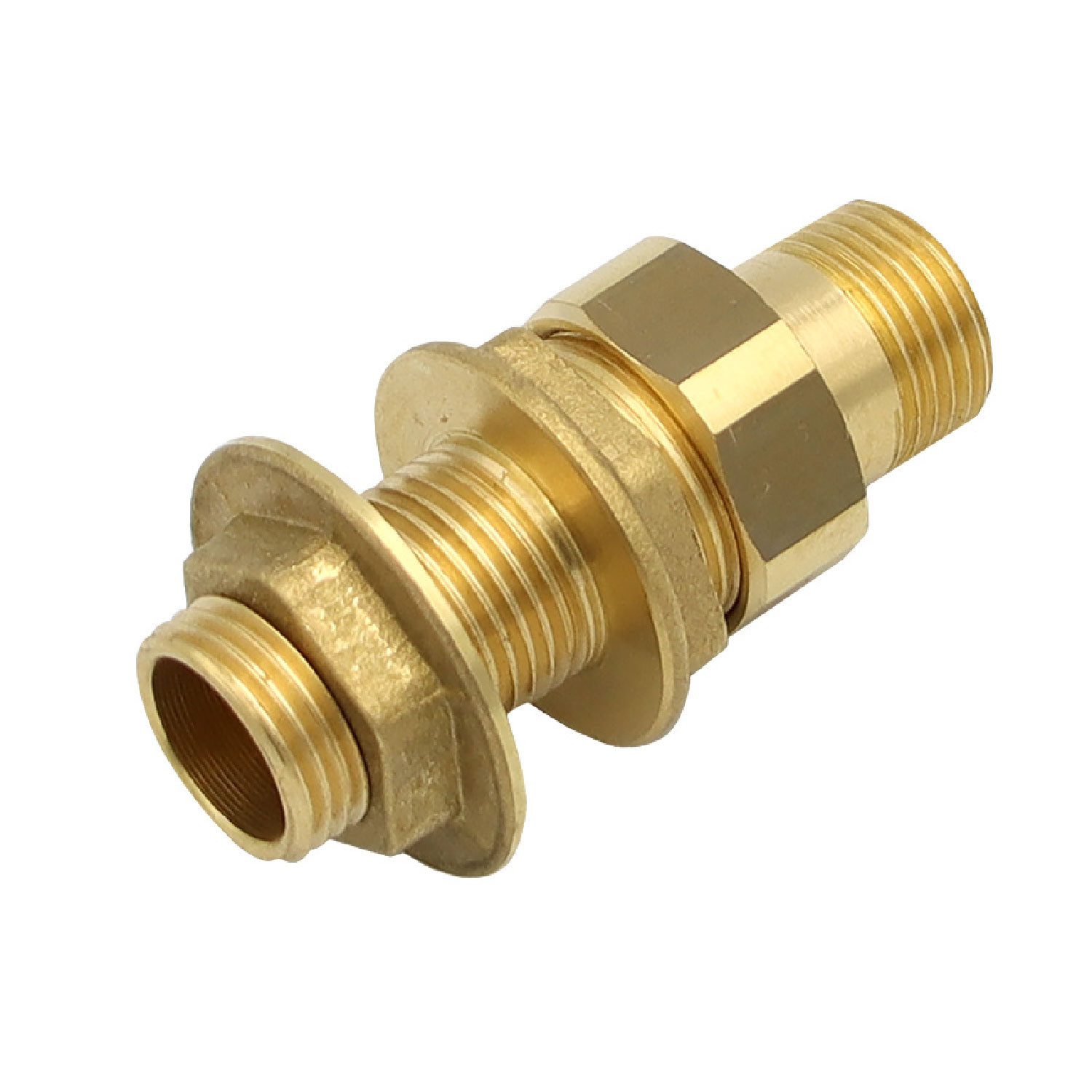 General Fittings Gewindefitting Wanddurchführung 1/2" Zoll Messing Durchführung Tankverschraubung