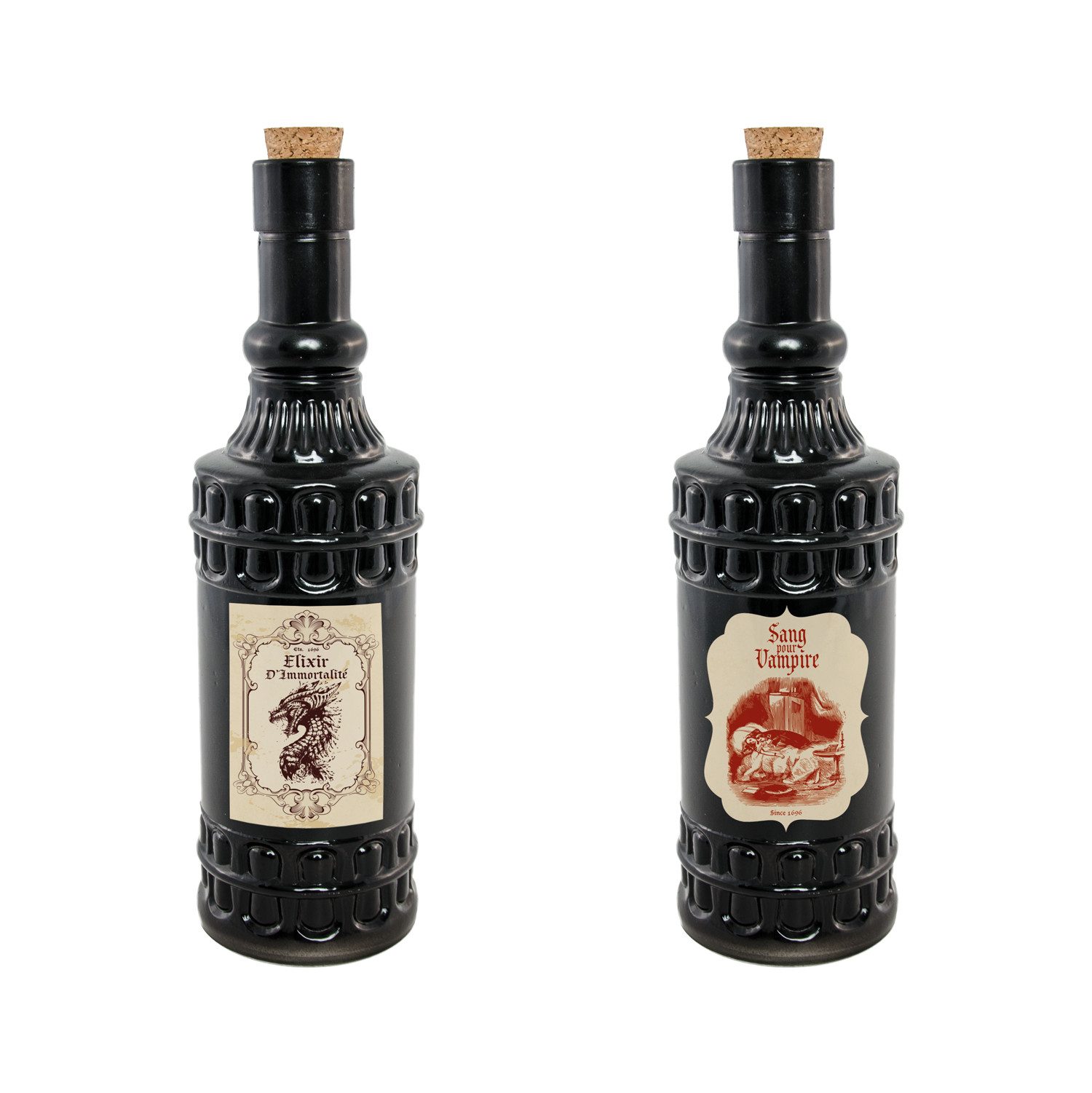 CHAKS Dekoobjekt Deko Giftflasche 'Elixir', 'Vampire' 6,5 x 23 cm
