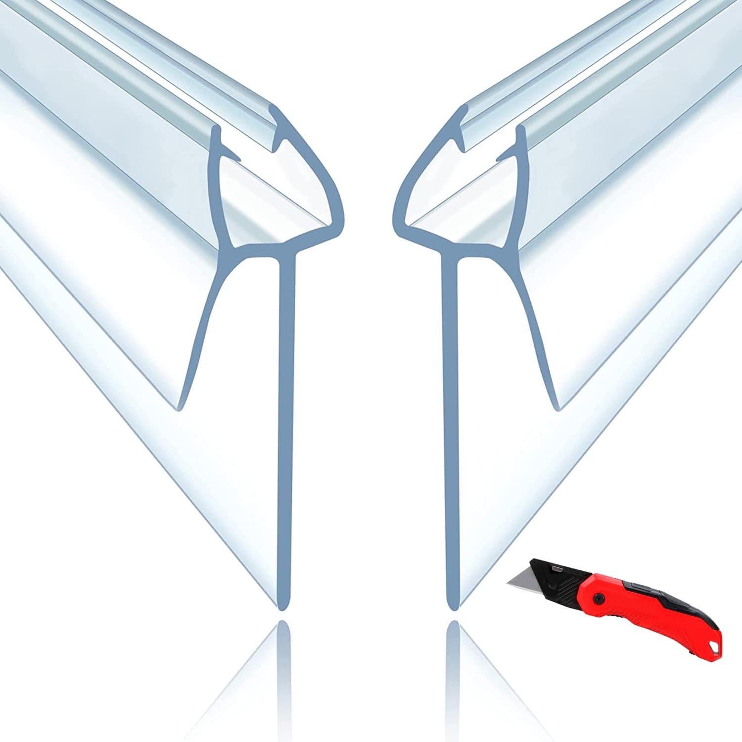 Montegoni Duschdichtung 2x100CM PVC Duschtürdichtung für 6mm 7mm 8mm Glasstärke, L: 100 cm, (2er Set), Ersatzdichtung für Duschtüren