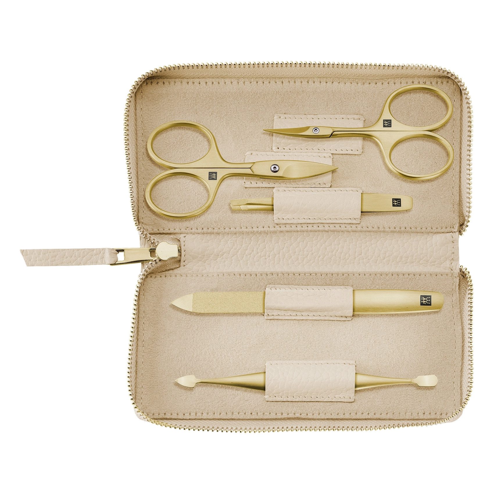 Zwilling Maniküre-Pediküre-Set Zwilling Maniküre Pediküre Set 5tlg. mit Nagelschere, Leder, beige, 5-tlg.
