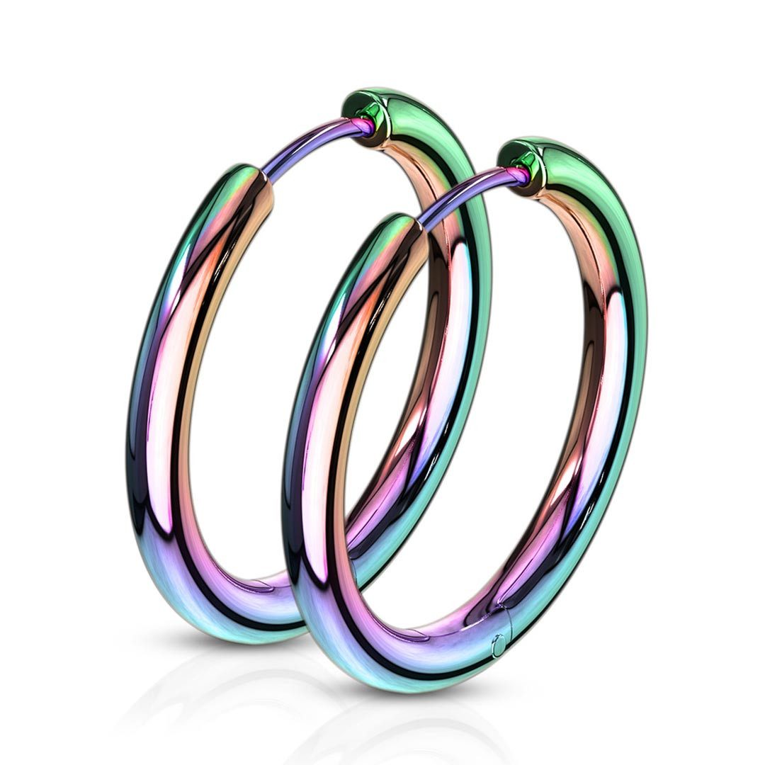Order & Smile Schmuck Paar Creolen Creolen Ohrringe Regenbogen 10-20 mm