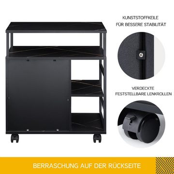 HOMOOI Aktenschrank Rollcontainer Mobiler Aktenschrank mit 2 Schubladen Büroschrank Bürocontainer mit Rädern Offene Fächer