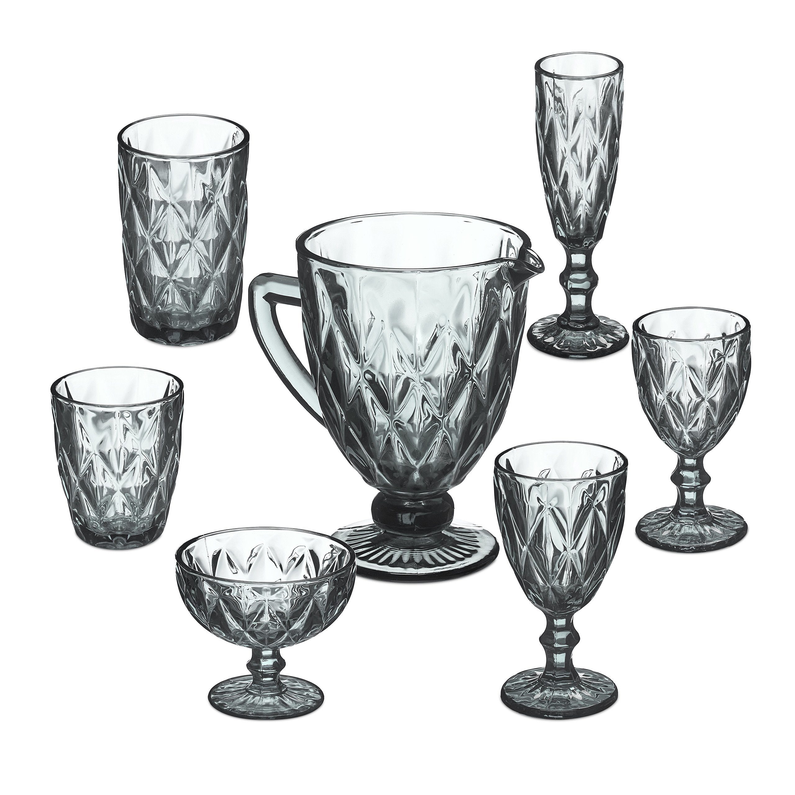 relaxdays Стекло-Set Graues Стекло Set 7-tlg., Glas