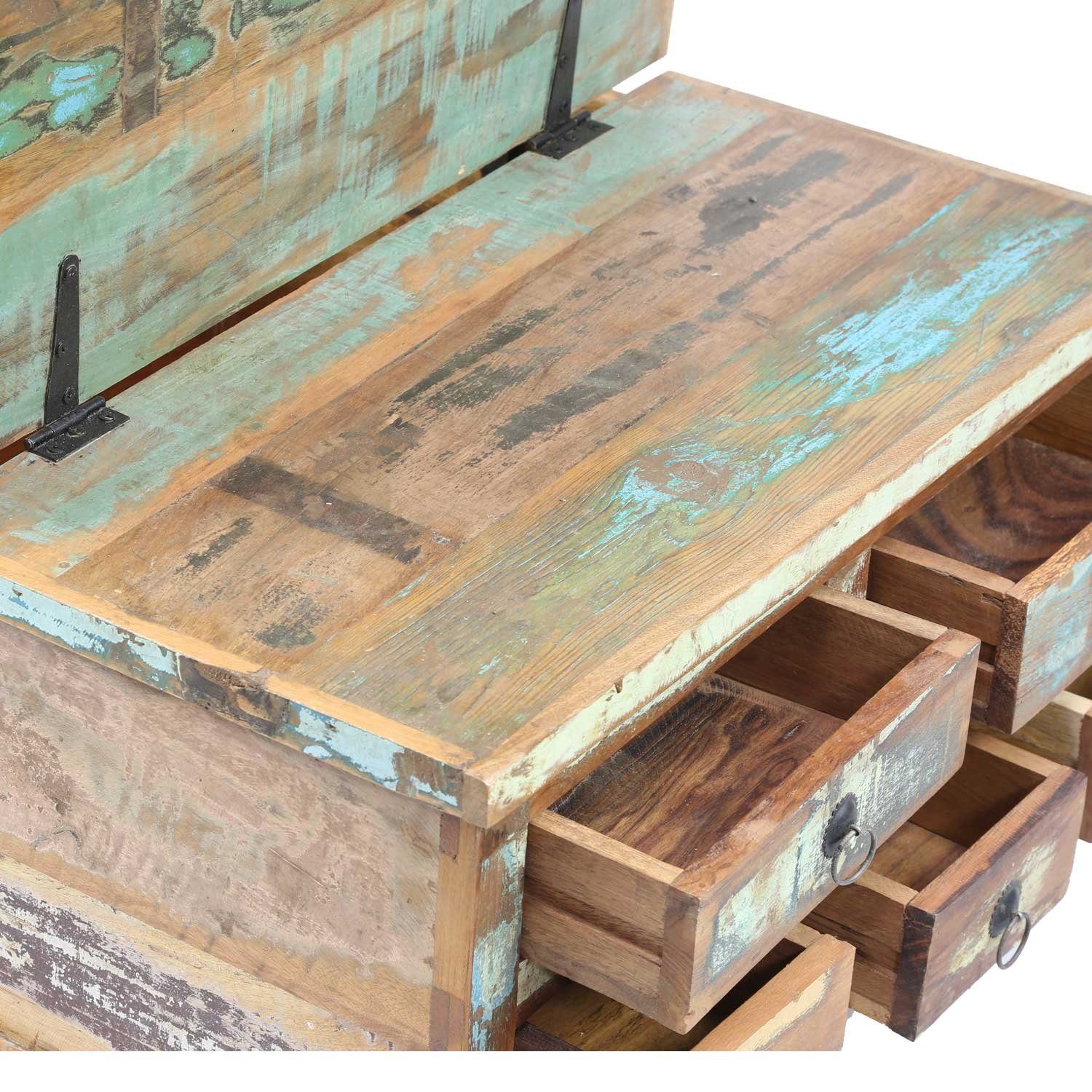Truhentisch Moro aus 70x70x38 cm aus Casa handgefertigt Venezia Chic Couchtisch Holz, massiven Shabby recyceltem Altholz