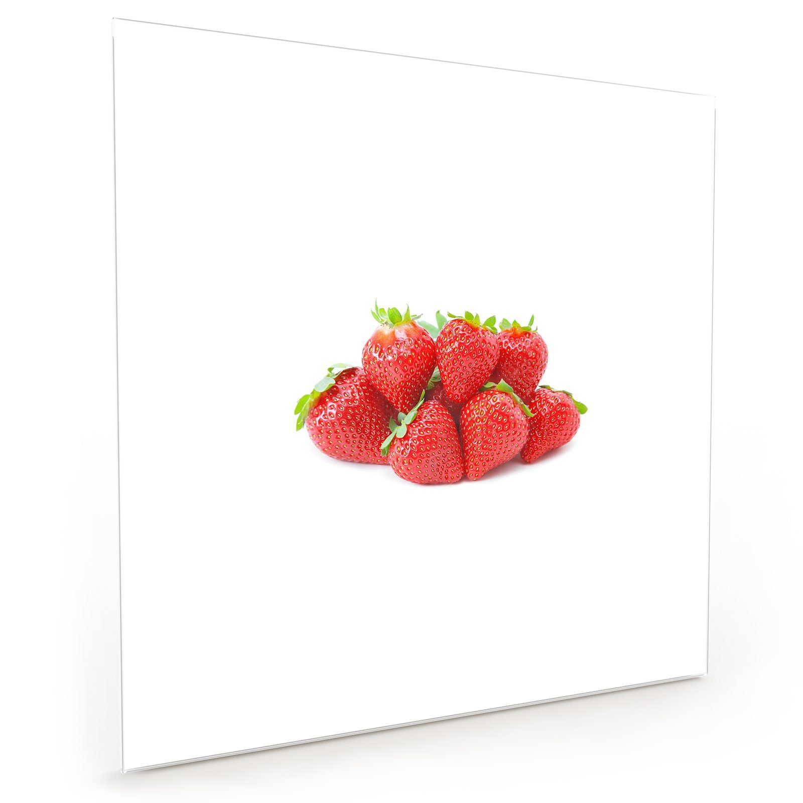 Primedeco Küchenrückwand Spritzschutz Glas Erdbeeren frisch
