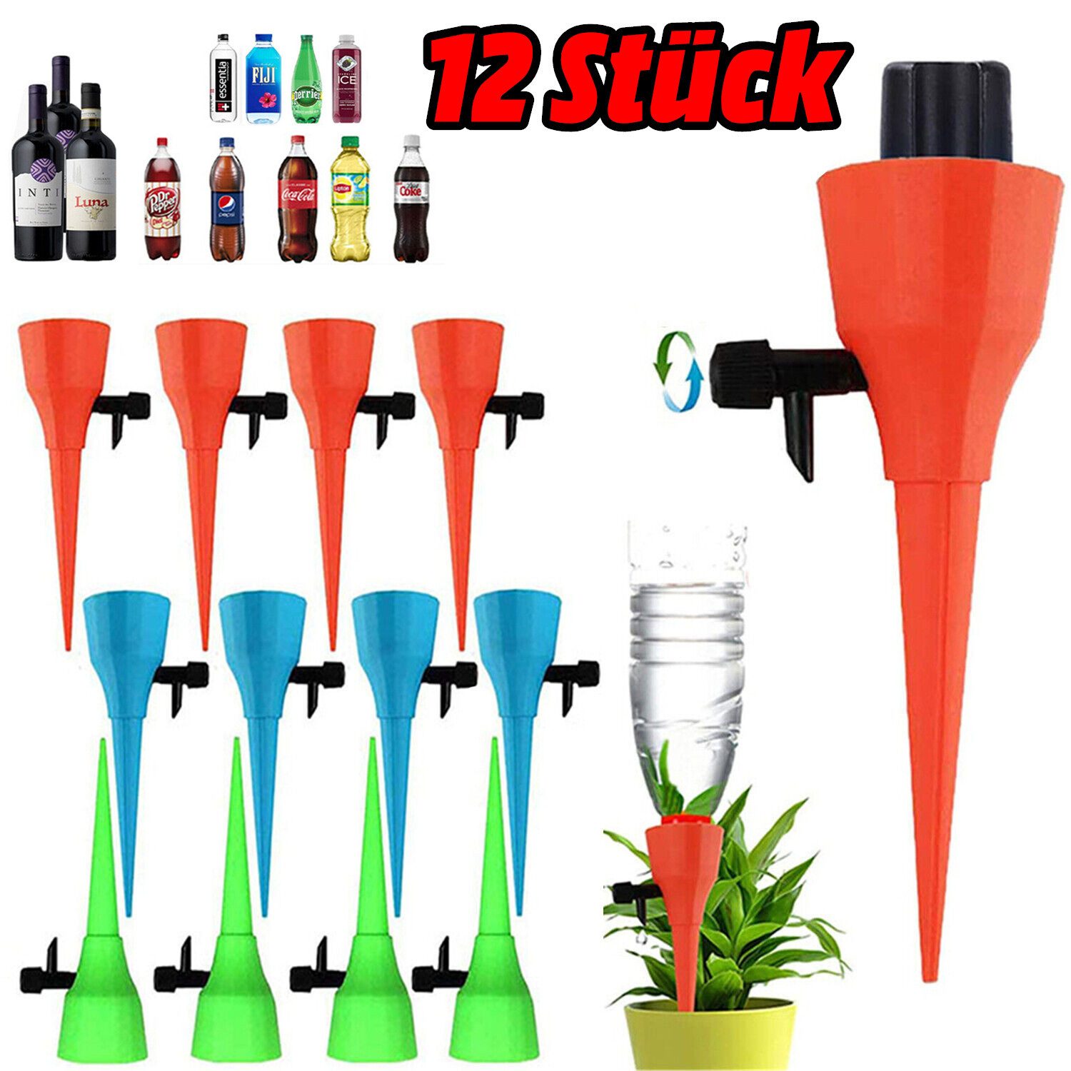 Olotos Bewässerungssystem Automatische Bewässerung Wasserspender Pflanzen Garten Topfpflanzen, (12-tlg)
