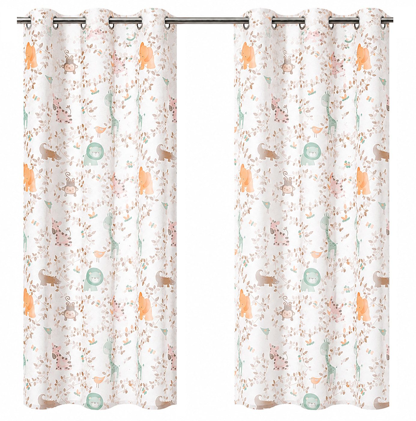 heimtexland Gardine Kindergardine Safari Deko Vorhang Kinderzimmer (1 St), Ösen, halbtransparent, Polyester, Leinen-Optik natur durchscheinend I Ösenschal I Höhe 145 cm