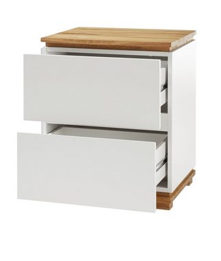 MCA furniture Nachttisch Tunis (Nachtkonsole weiß Lack und Eiche, Höhe 59 cm), Massivholz geölt, für Boxspring geeignet