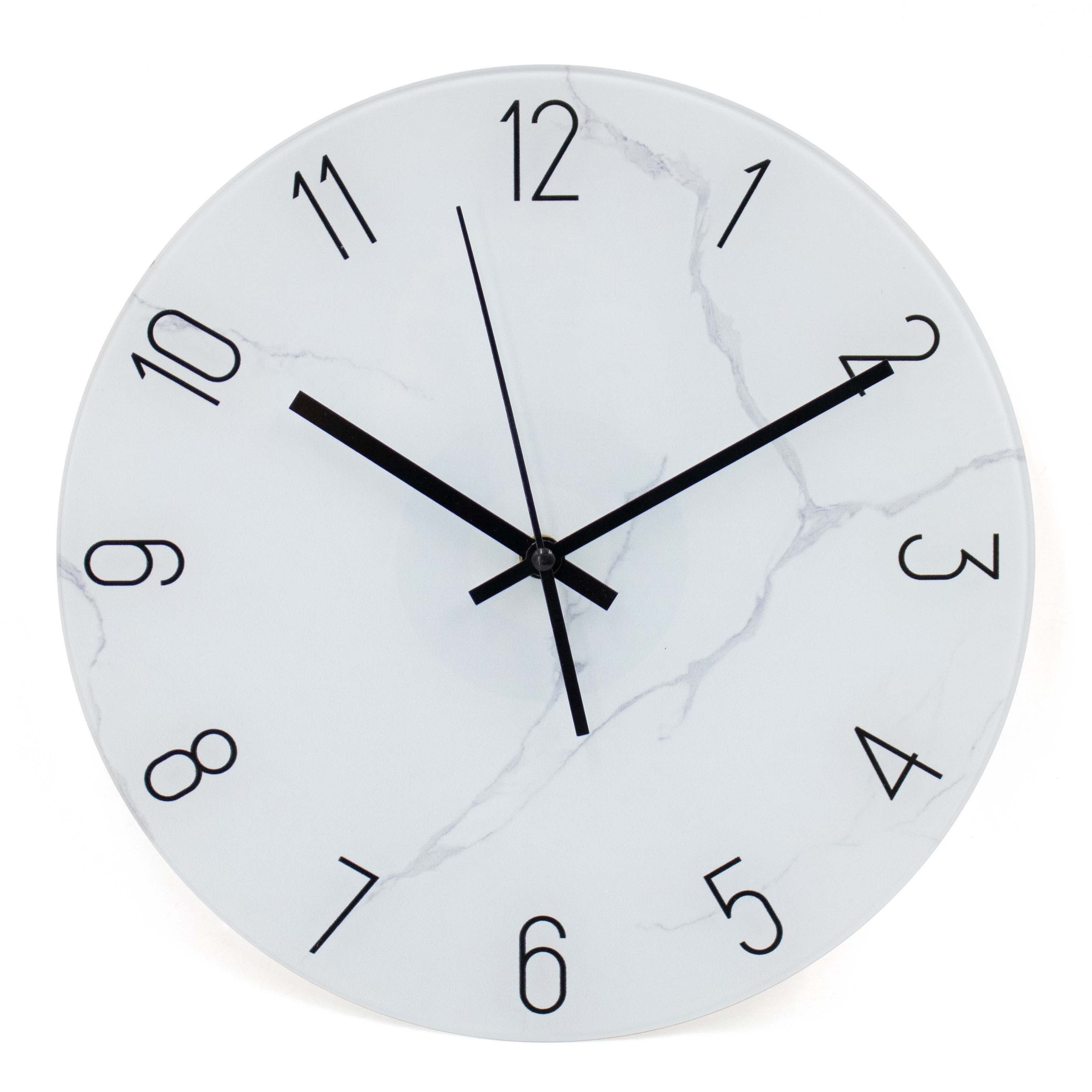 K&L Wall Art Wanduhr Steinoptik Glasuhr Analoge Wanduhr aus Glas Uhr Marmor günstig online kaufen