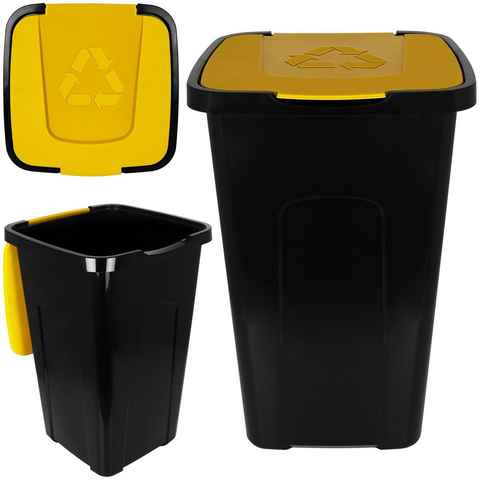 Centi Mülleimer Abfalltonne Recycling 50L mit Farbauswahl, Abfallsammler Abfallbehälter Klappdeckel Eimer Mülltrennsystem