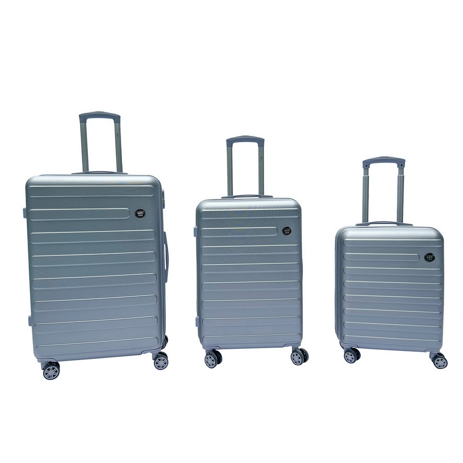 Linder Exclusiv GmbH Kofferset 3er Komfort ABS Kofferset Trolley Koffer-Set, 4 Doppelrollen (multidirektional) / 360° Leichtlauf-Rollen