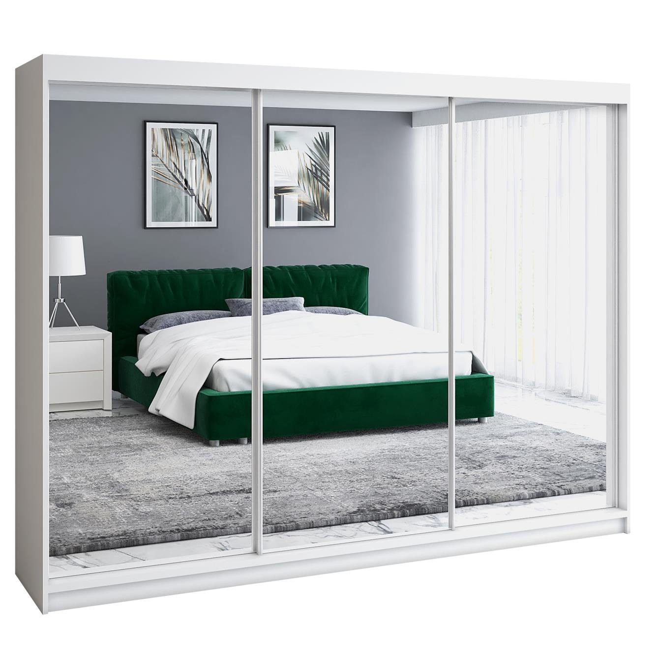 A&J MöbelLand GmbH Schiebetürenschrank ULMA 200 cm 3-türig Schrank 4 Schubl günstig online kaufen