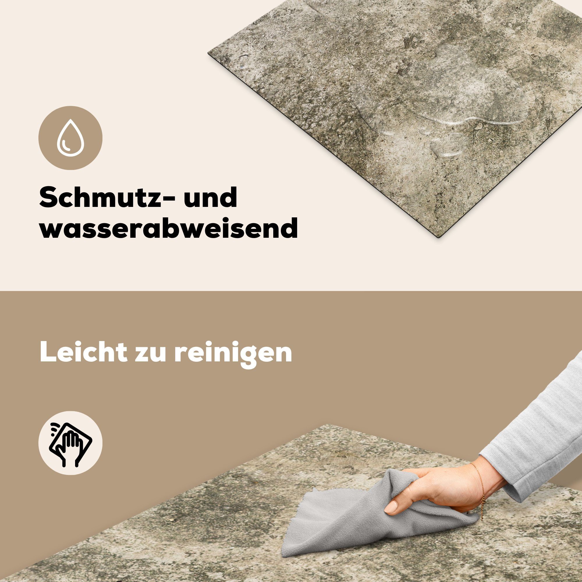 cm, Ceranfeldabdeckung 59x51 - Braun Beton MuchoWow Zement Induktionskochfeld, Induktionsschutz, tlg), Herdblende-/Abdeckplatte Vinyl, - (1 - Vintage,