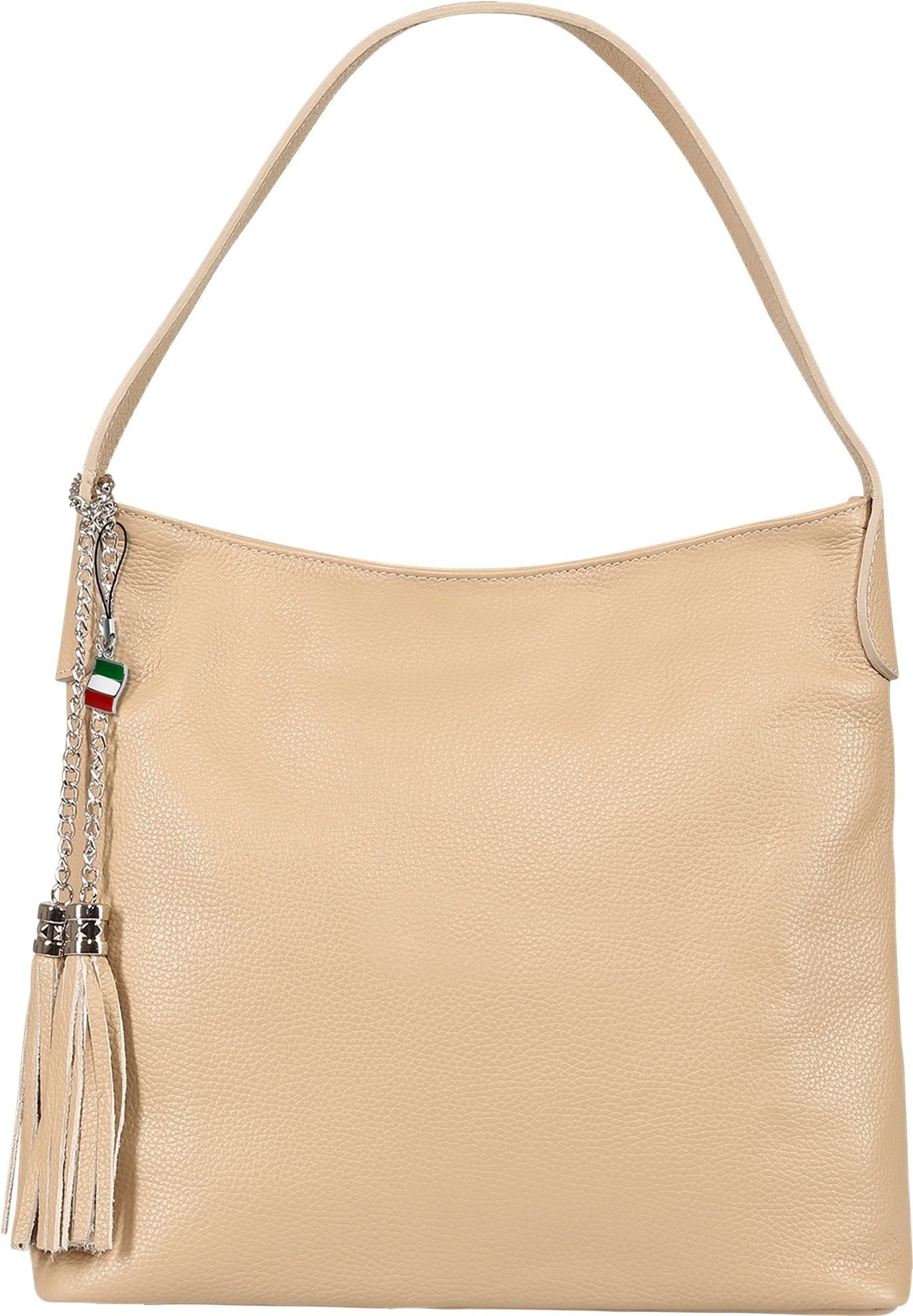 FLORENCE Schultertasche Florence Damen Schultertasche Hobo Bag (Schultertasche), Damen Schultertasche Leder, taupe, beige ca. 40cm x 30cm hoch