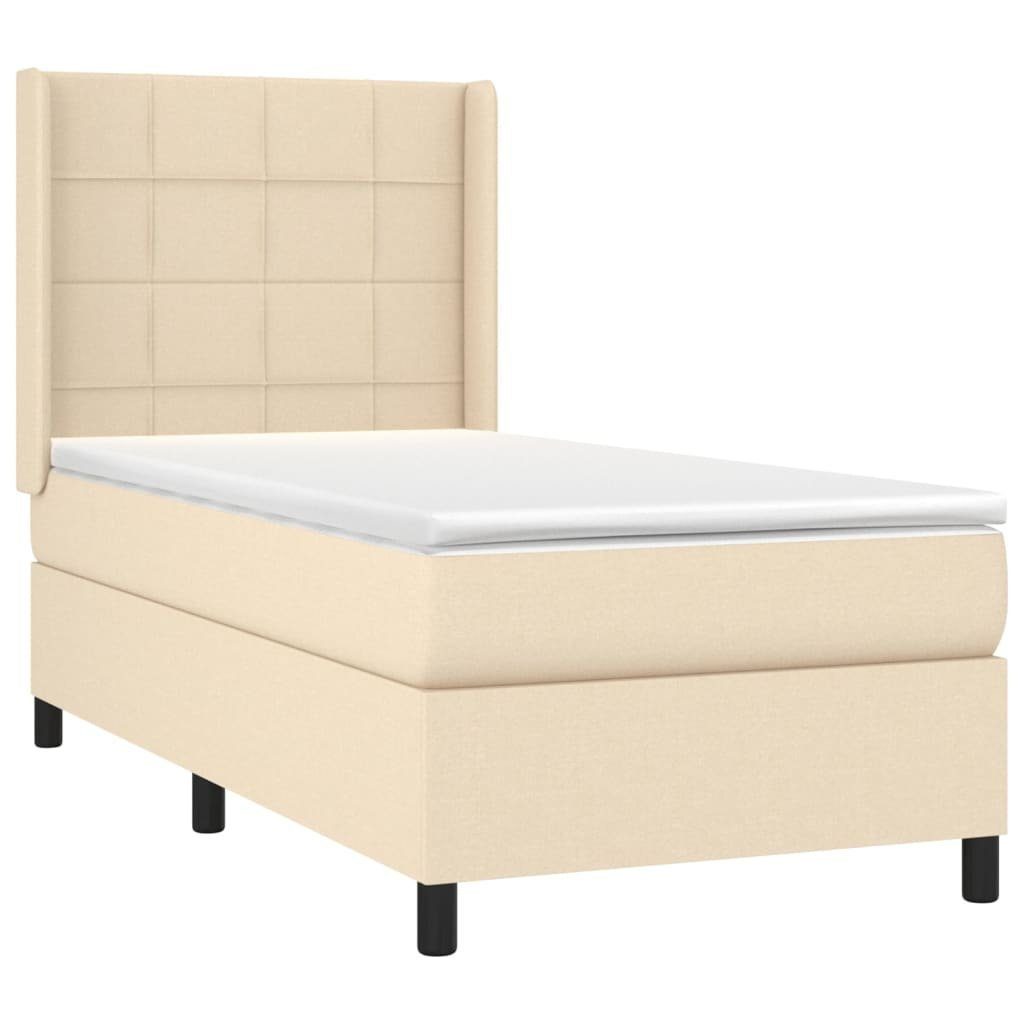 vidaXL Bett Boxspringbett mit Matratze Creme 100x200 cm Stoff