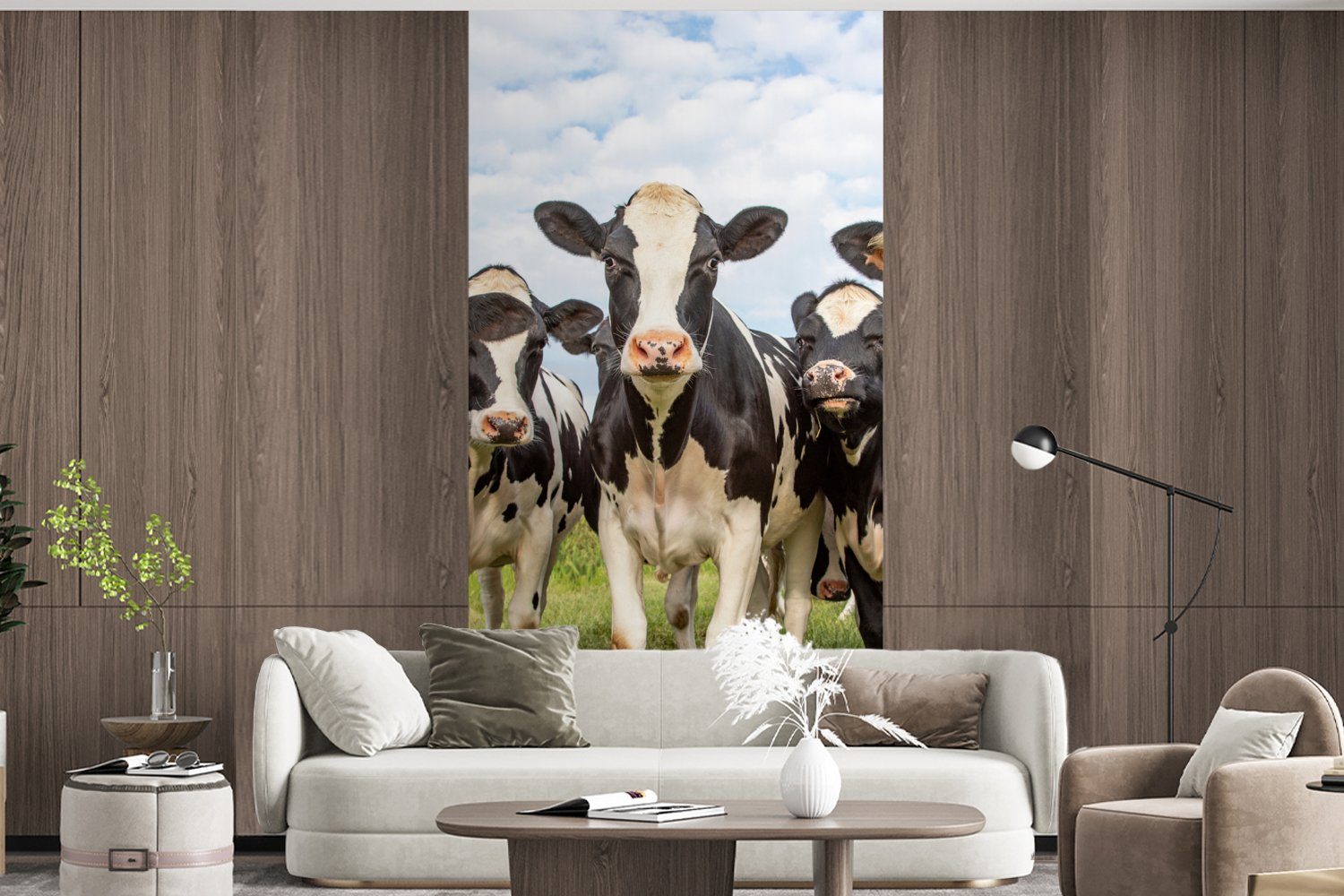 Wohnzimmer bedruckt, Weide für Fototapete Schlafzimmer St), - Gras, MuchoWow (2 Küche, Tiere Matt, Vliestapete Fototapete Kühe - - - Natur