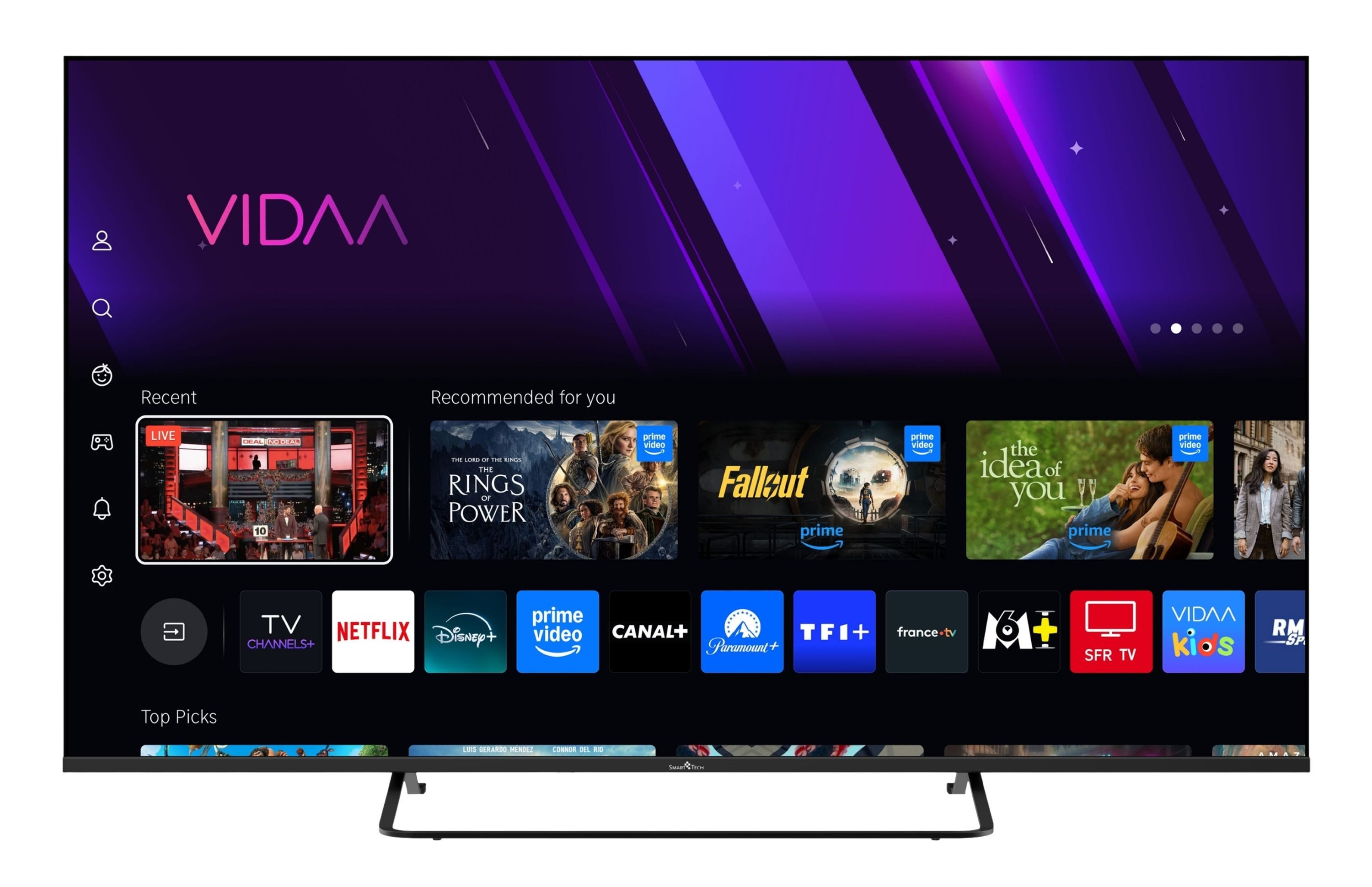 Smart Tech 50QV02K QLED-Fernseher (126 cm/50 Zoll, 4K Ultra HD, VIDAA Smart TV, VIDAA Smart TV, HDR, Bluetooth, Triple-Tuner)