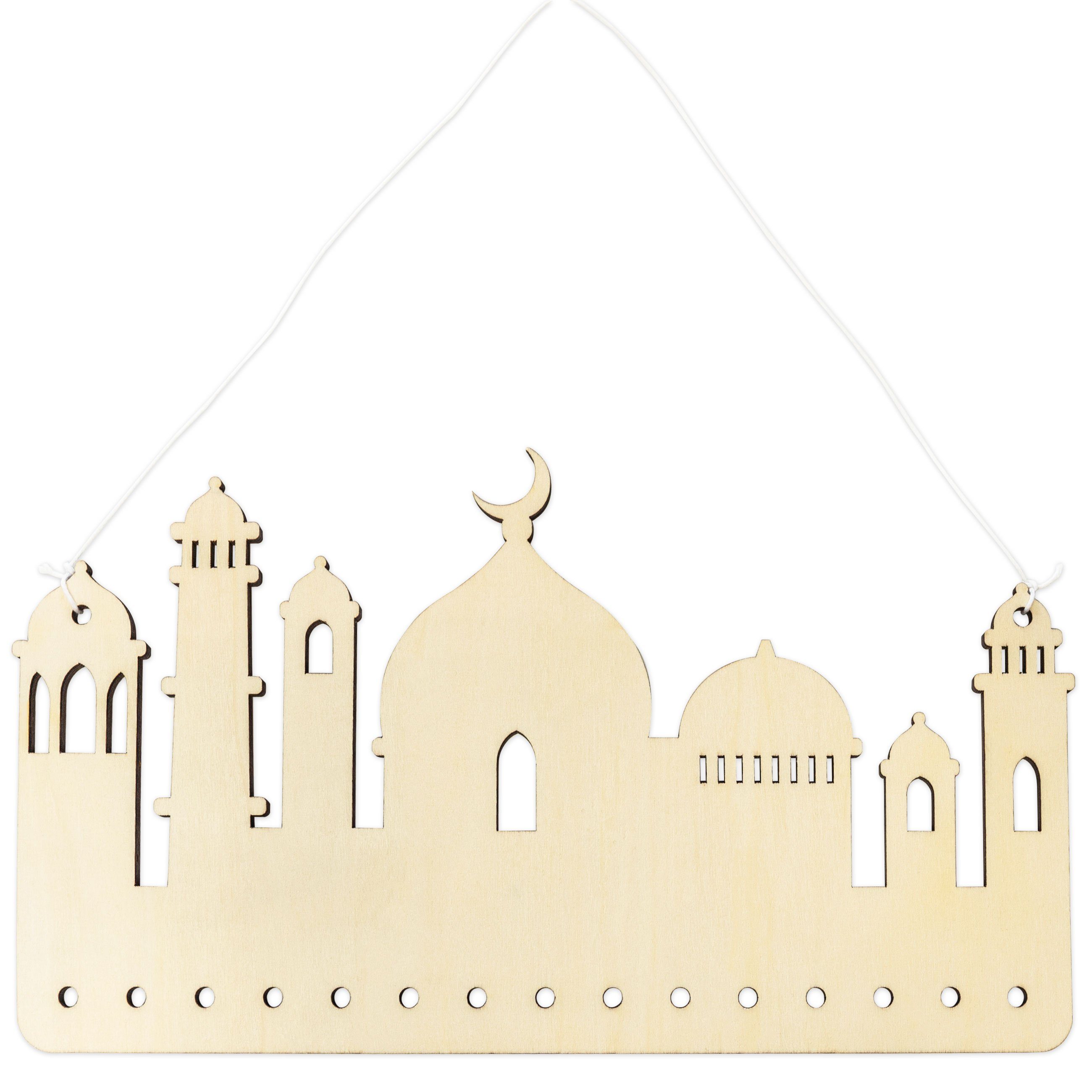 PAPIERDRACHEN Wanddekoobjekt Papierdrachen Aufhängung für Ramadan - aus Holz, Ramadankalender zum Selbstbasteln - kombinierbar mit Stoffsäckchen