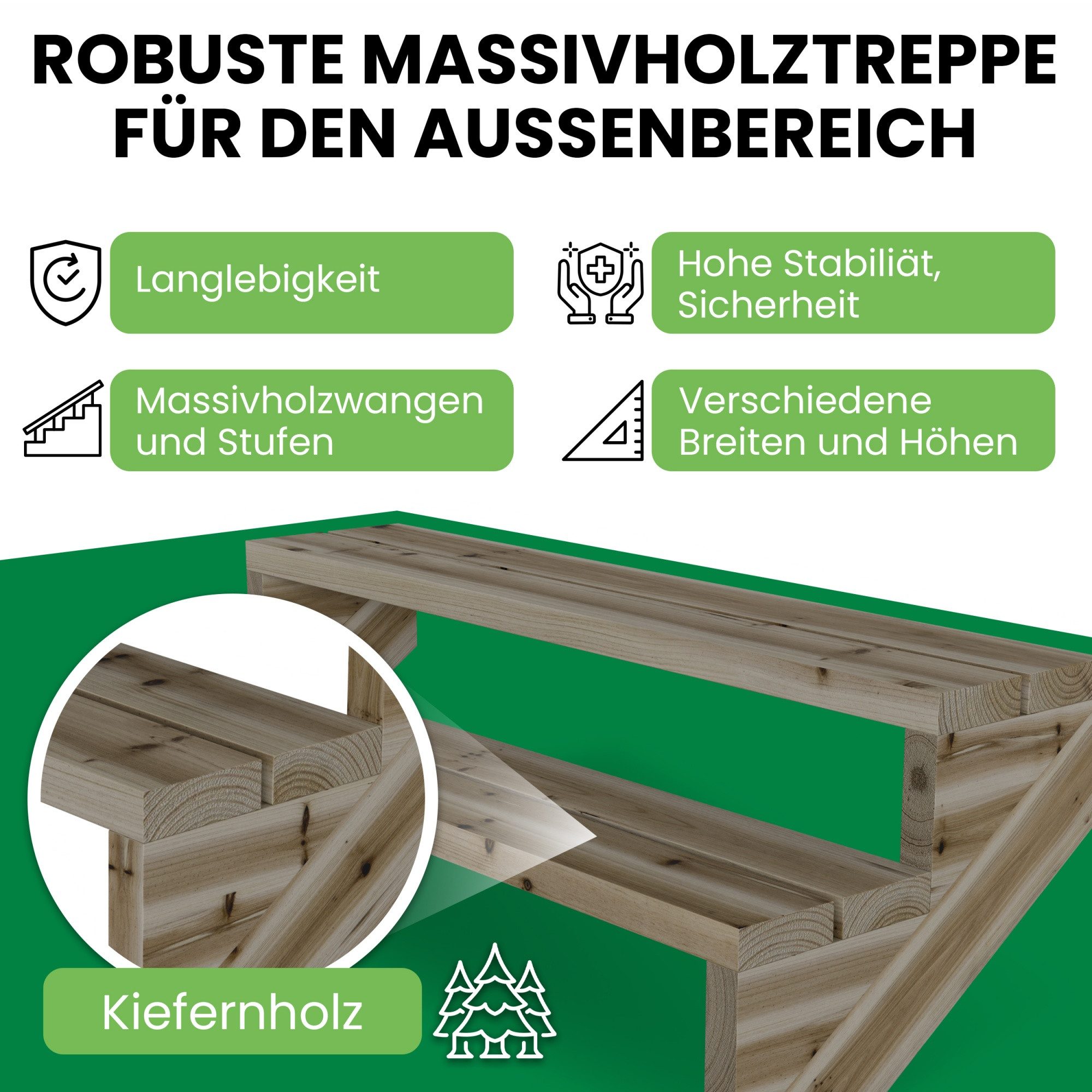 Gartenwelt Riegelsberger Außentreppe Terrassentreppe Kiefer kesseldruckimpr günstig online kaufen
